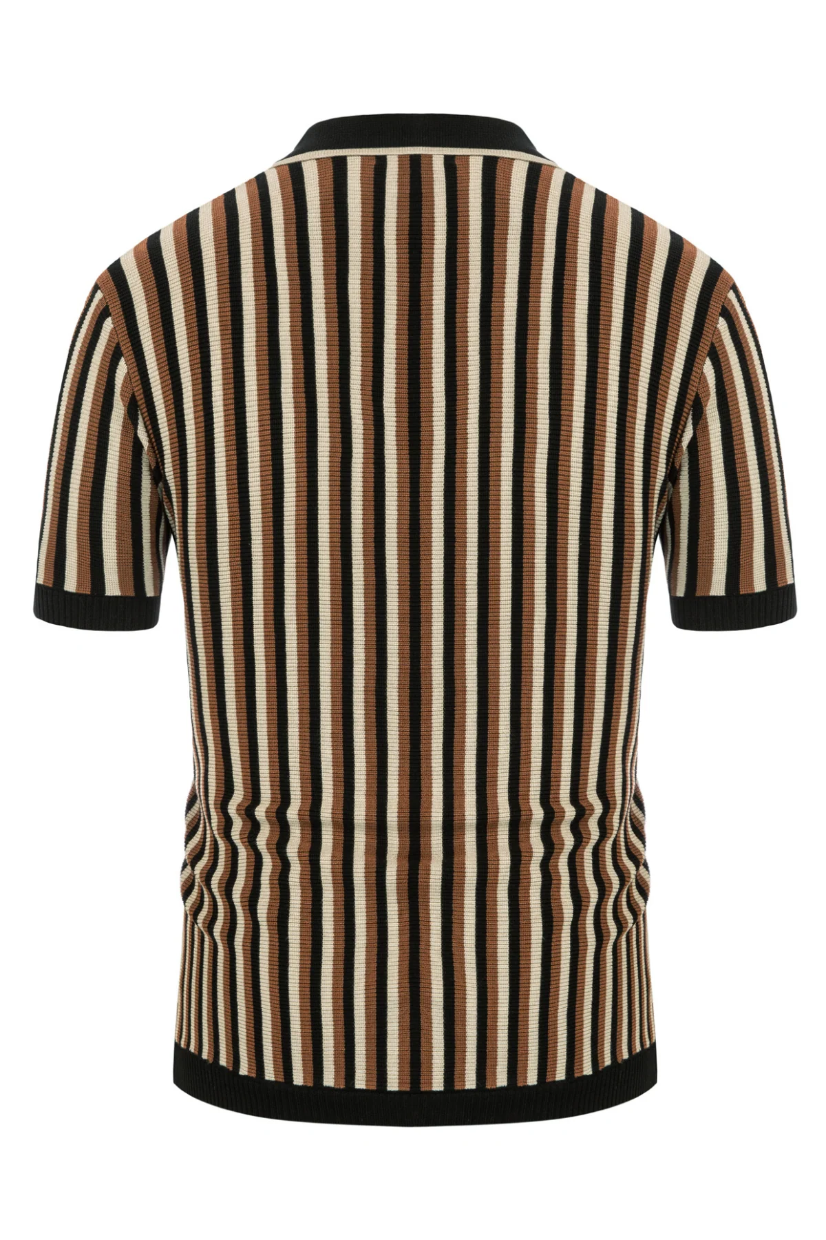 Men's Striped Polo Shirts Breathable Knit Shirt 70s Vintage Cardigans Shirt Short Sleeve Button Down Casual Clothing - Image 4