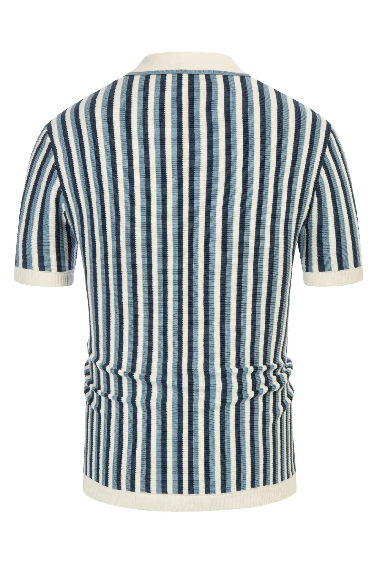 Men's Striped Polo Shirts Breathable Knit Shirt 70s Vintage Cardigans Shirt Short Sleeve Button Down Casual Clothing - Image 9