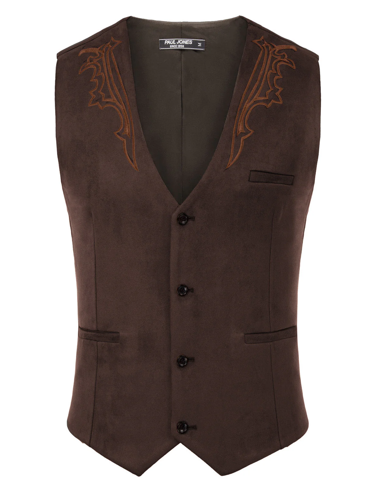 Men's Suede Leather Suit Vest Embroidery Casual Slim Fit Western Vest Waistcoats - Image 23
