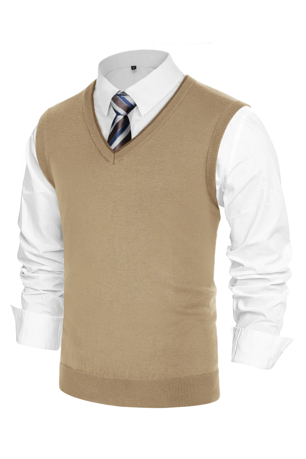 Men's Sweater Vest Wool Blended Knitted Vest Sweaters V-Neck Sleeveless Pullover Vest - Image 10
