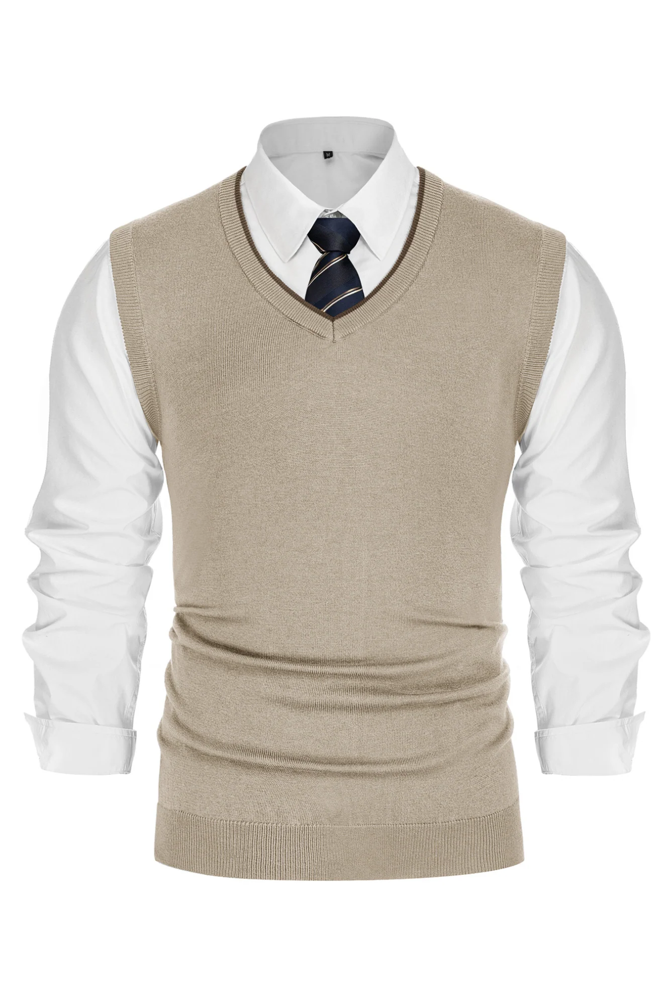 Men's Sweater Vest Wool Blended Knitted Vest Sweaters V-Neck Sleeveless Pullover Vest - Image 44