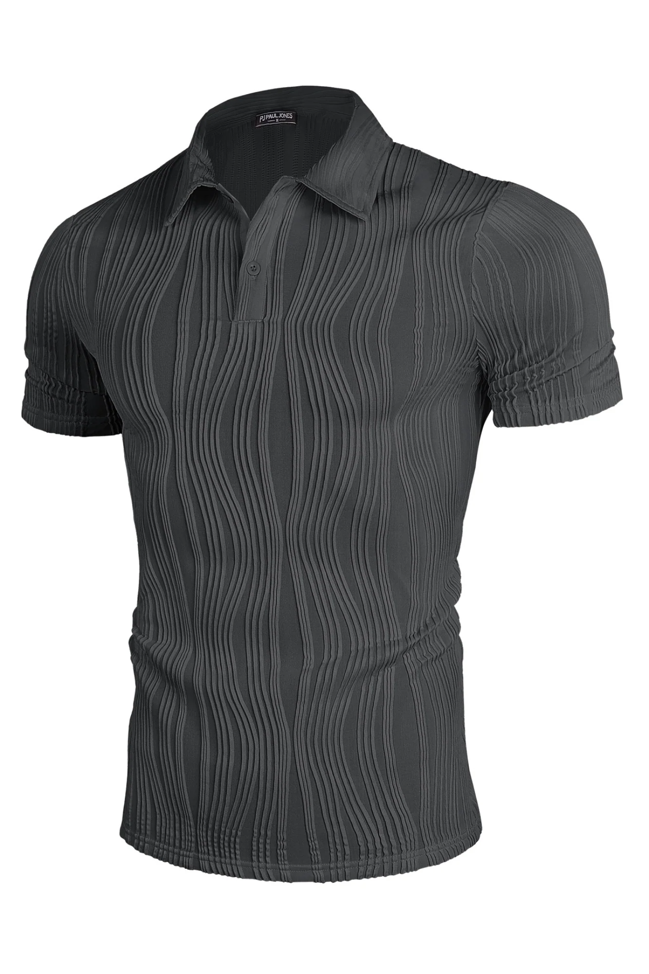 Mens Textured Knit Polo Shirts Regular Fit Stretchy Golf Shirts - Image 38