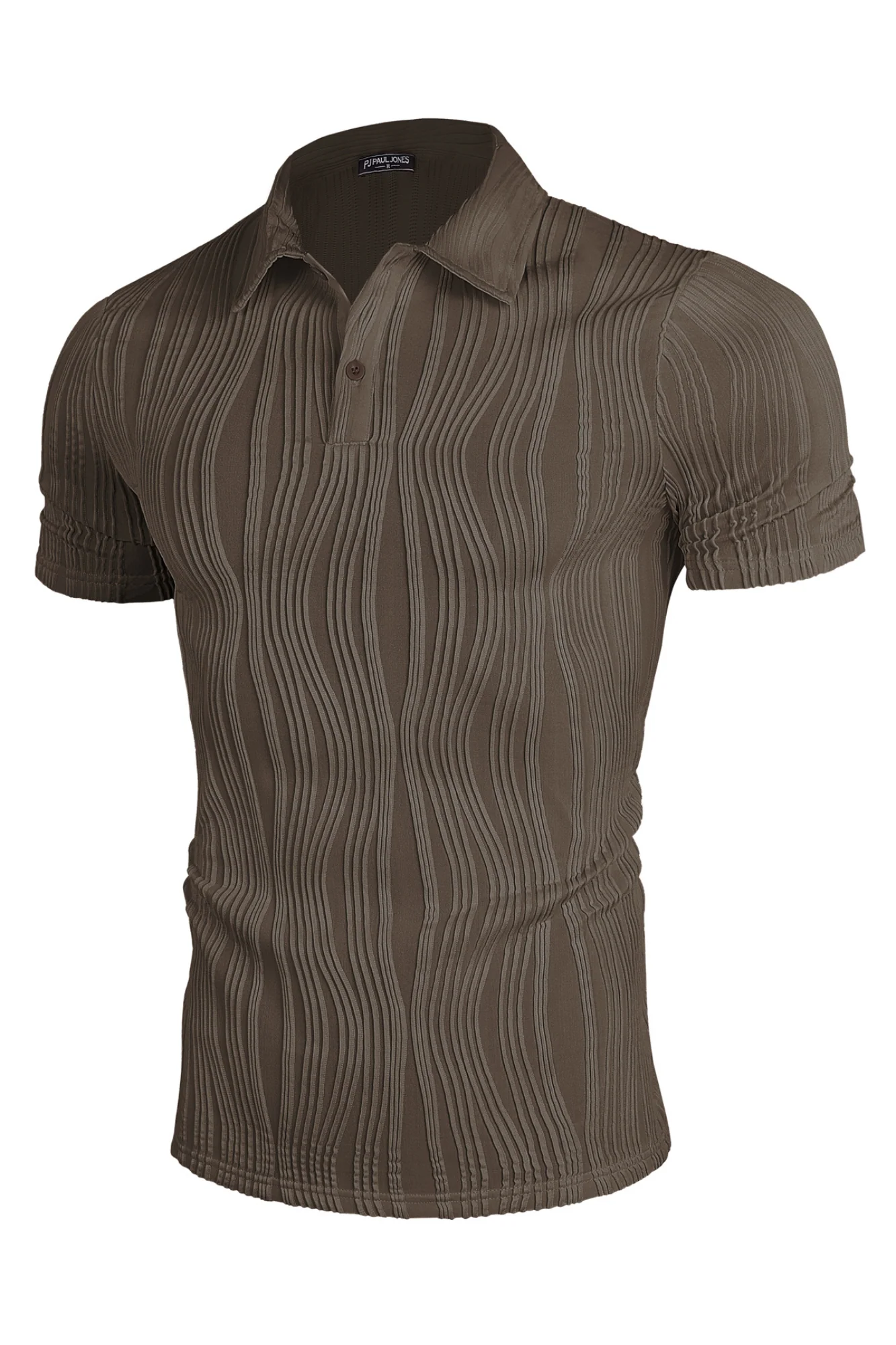 Mens Textured Knit Polo Shirts Regular Fit Stretchy Golf Shirts - Image 45
