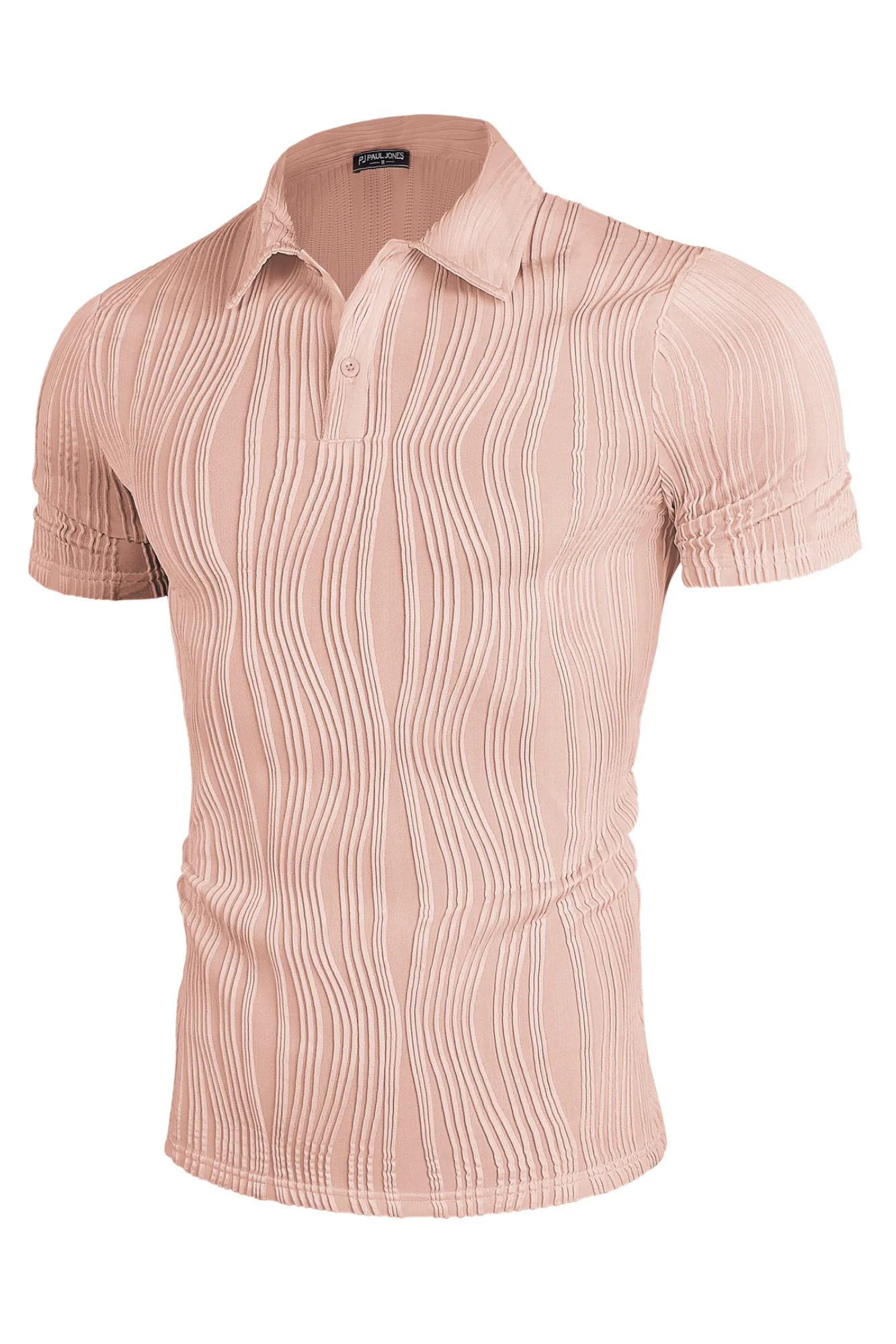 Mens Textured Knit Polo Shirts Regular Fit Stretchy Golf Shirts - Image 50