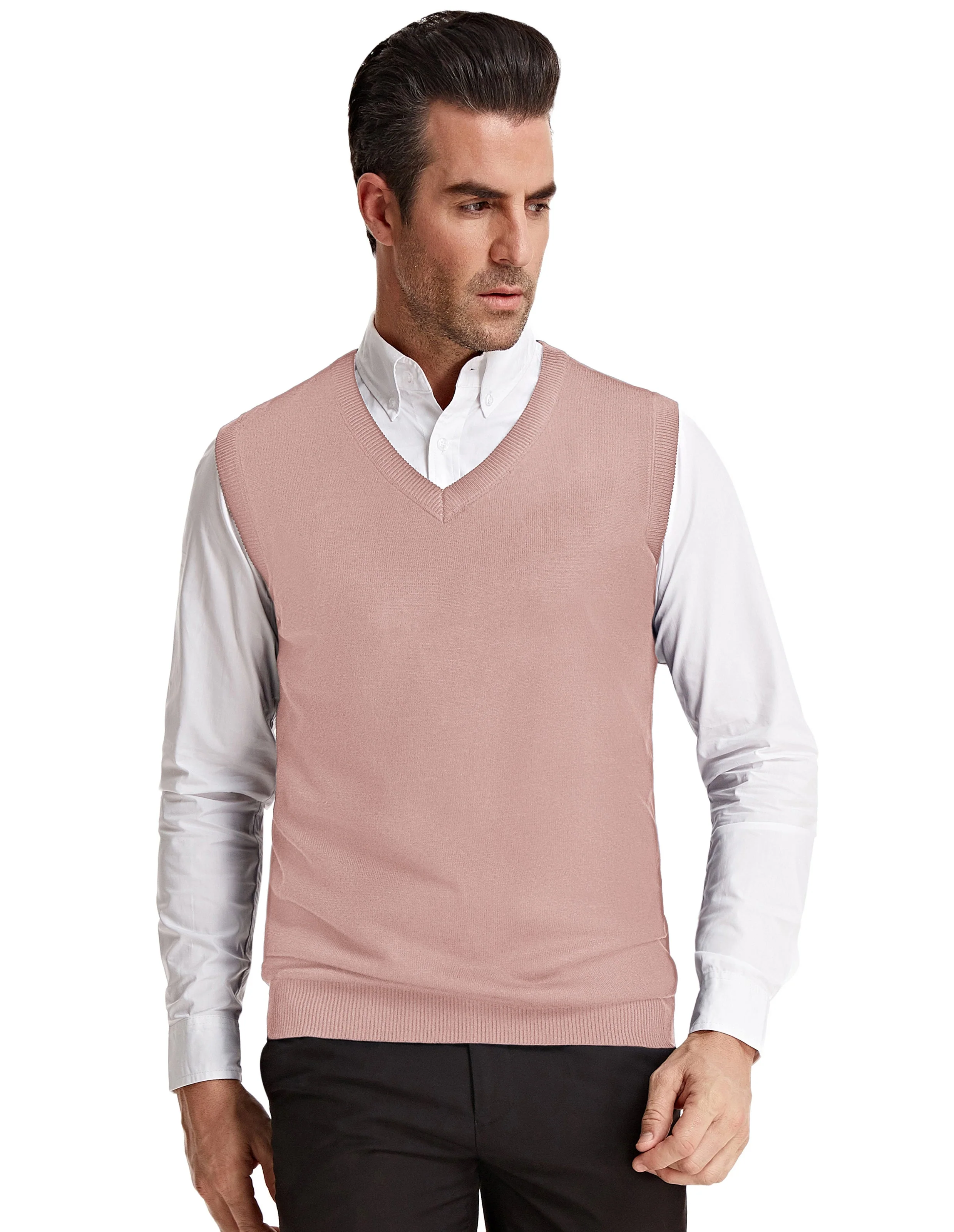 Mens V-Neck Knitted Sweater Vest Solid Plain Sleeveless Pullover Knitwears - Image 17