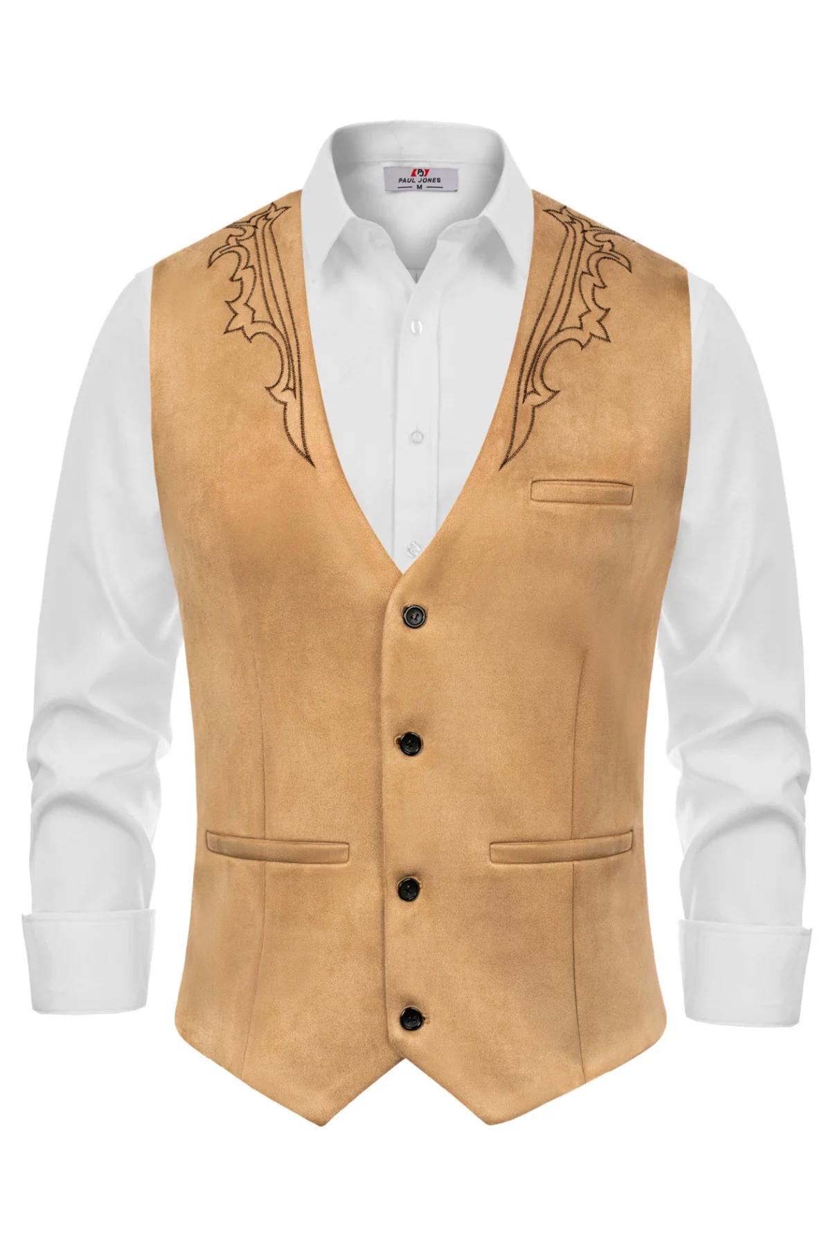 Men's Suede Leather Suit Vest Embroidery Casual Slim Fit Western Vest Waistcoats - Image 39