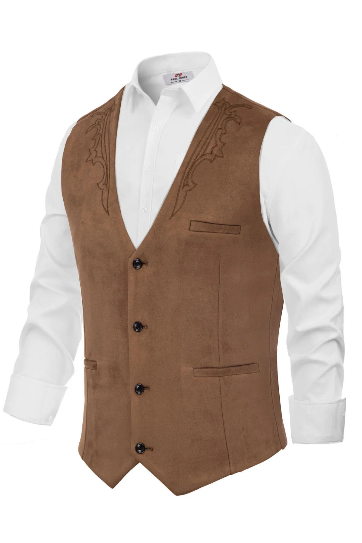 Men's Suede Leather Suit Vest Embroidery Casual Slim Fit Western Vest Waistcoats - Image 8