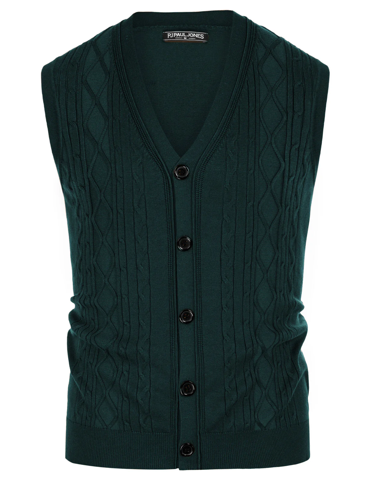 Mens V-Neck Sweater Vest Cable Knitted Button-Up Sleeveless Cardigan Vest - Image 41
