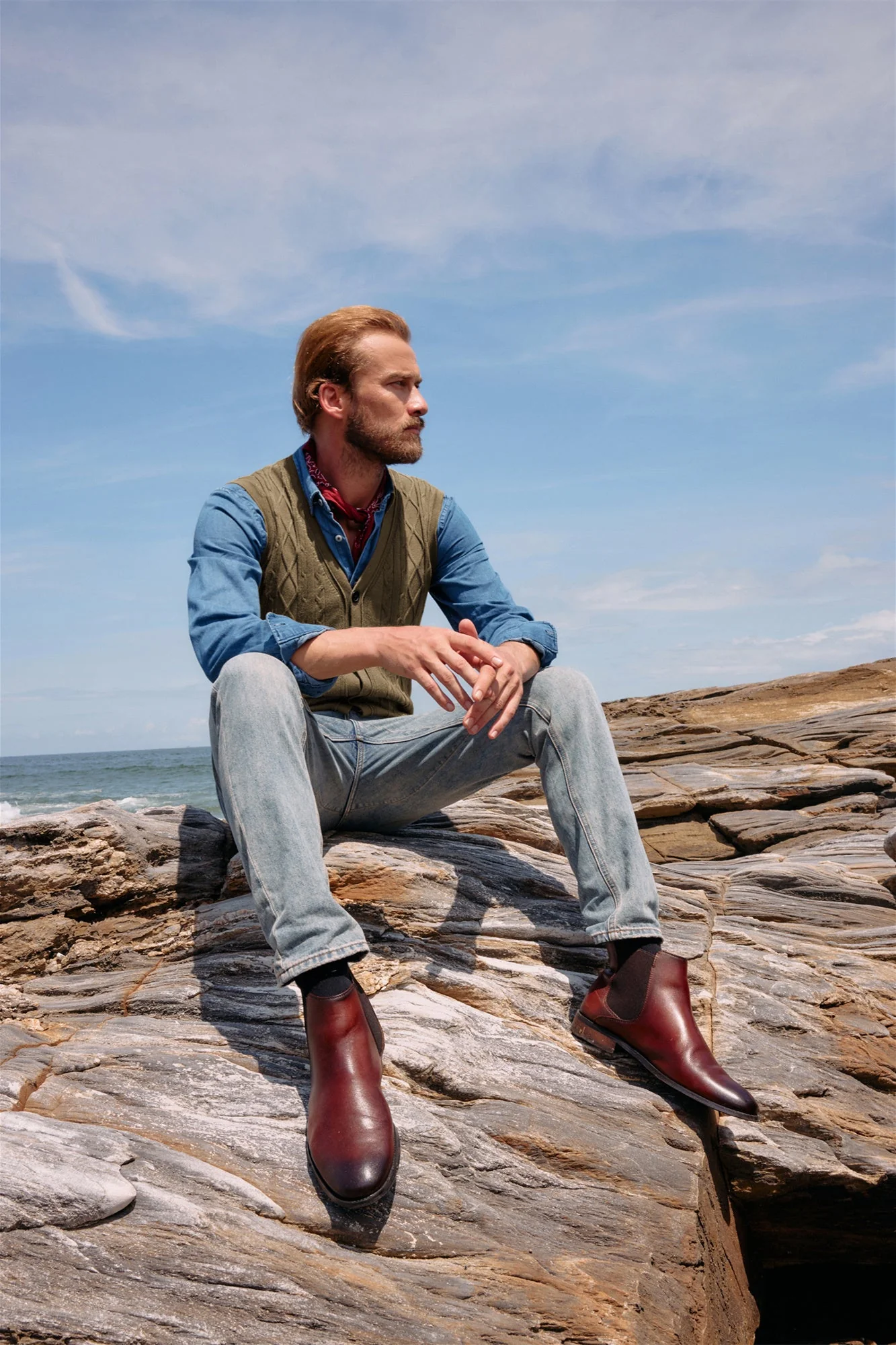 Mens V-Neck Sweater Vest Cable Knitted Button-Up Sleeveless Cardigan Vest - Image 50