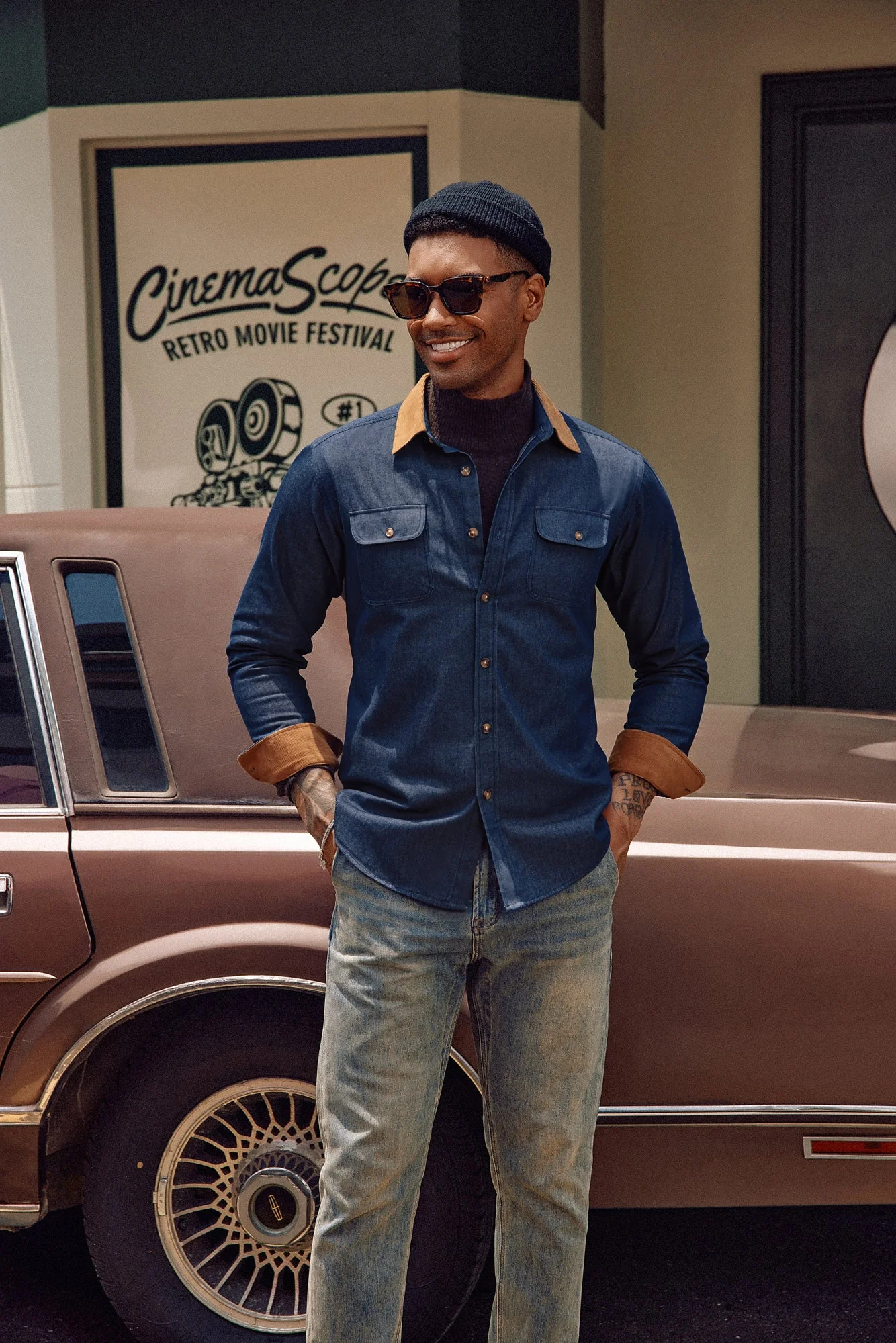 Men's Vintage Denim Shirt Long Sleeve Lapel Collar Jean Shirts Cotton Button Down Cardigans Shirt - Image 10