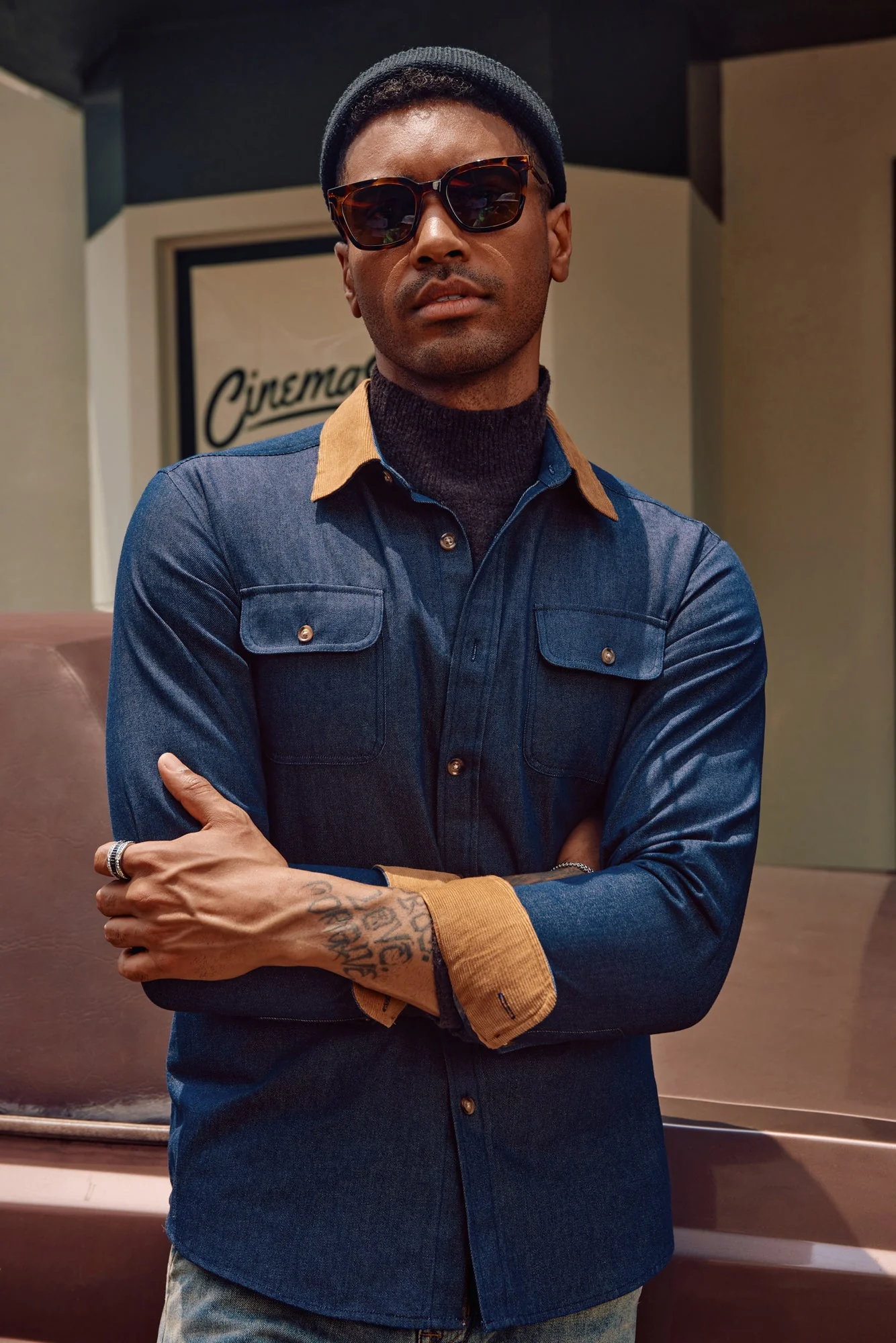 Men's Vintage Denim Shirt Long Sleeve Lapel Collar Jean Shirts Cotton Button Down Cardigans Shirt - Image 21
