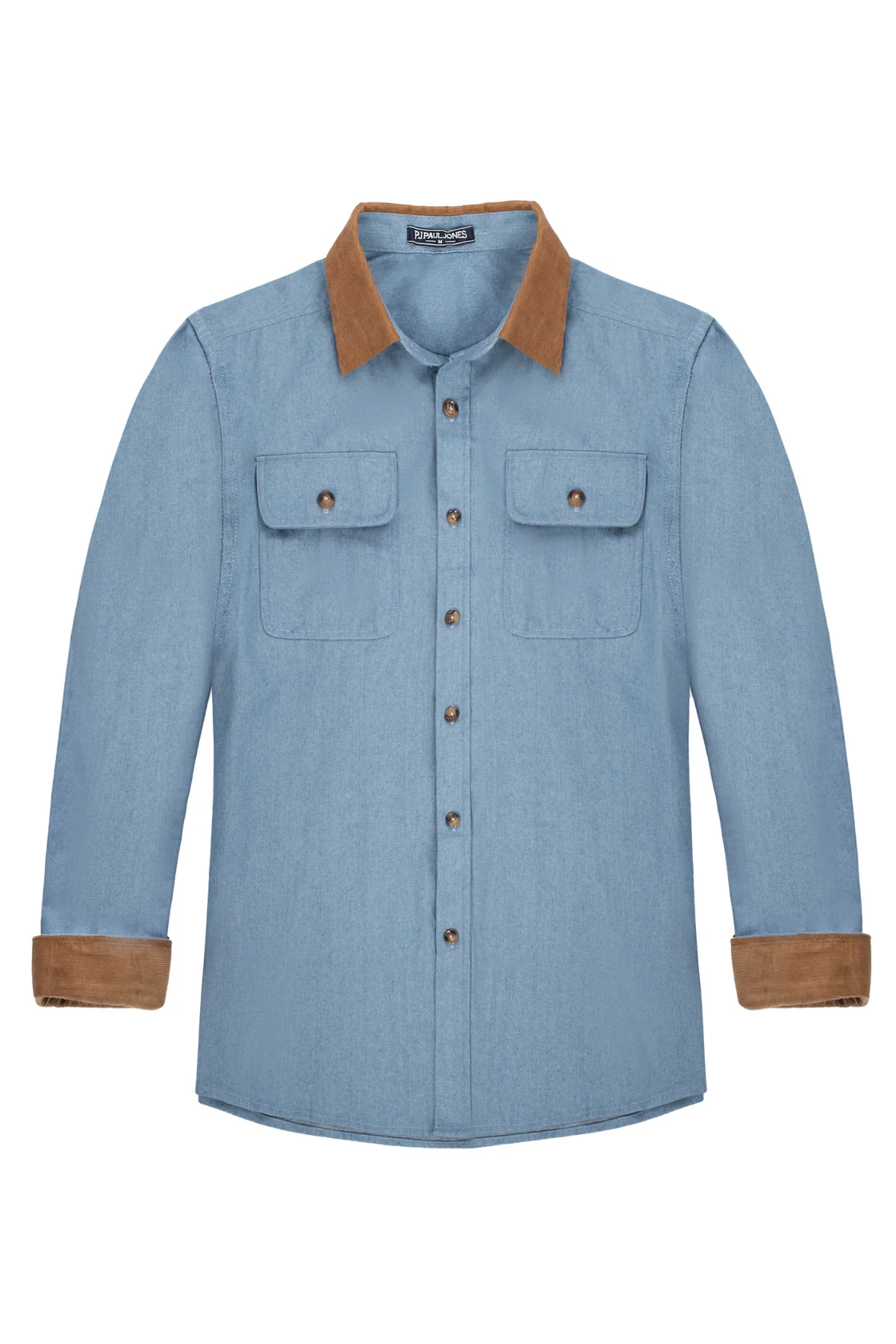 Men's Vintage Denim Shirt Long Sleeve Lapel Collar Jean Shirts Cotton Button Down Cardigans Shirt - Image 3