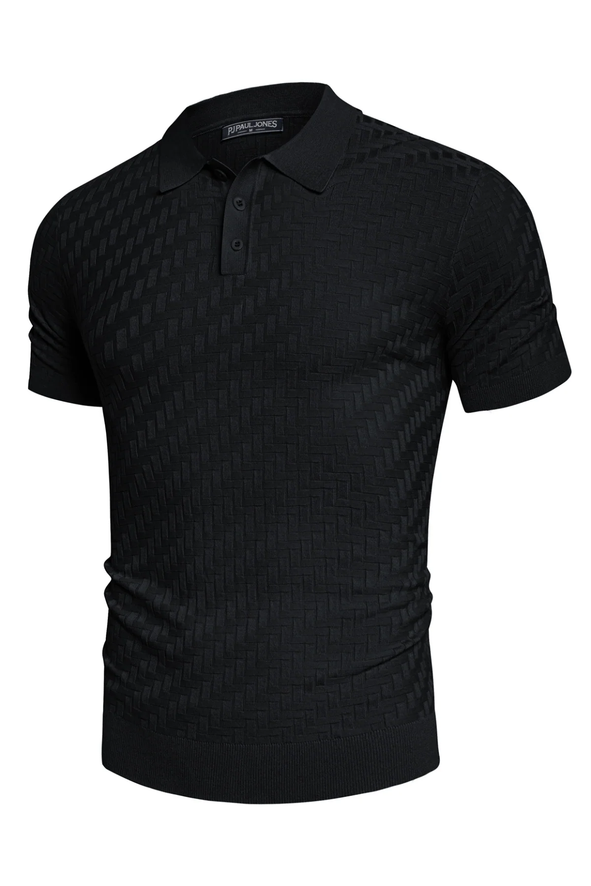 Mens Vintage Polo Shirts Casual Knitted Texture Golf Polo Shirts - Image 3