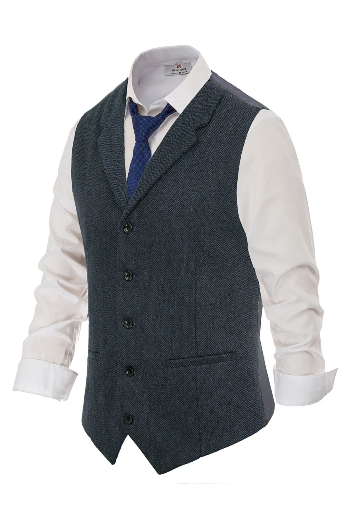 Mens Western Herringbone Suit Vest Tweed Wool Blend Slim Fit Waistcoats - Image 12