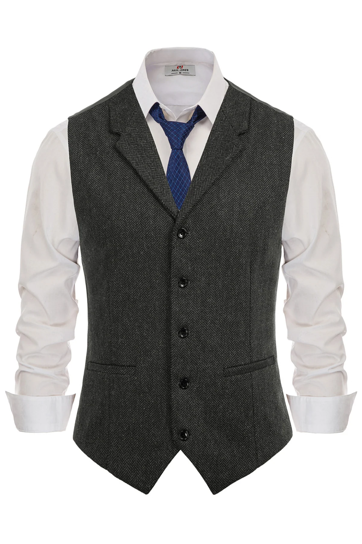 Mens Western Herringbone Suit Vest Tweed Wool Blend Slim Fit Waistcoats - Image 22