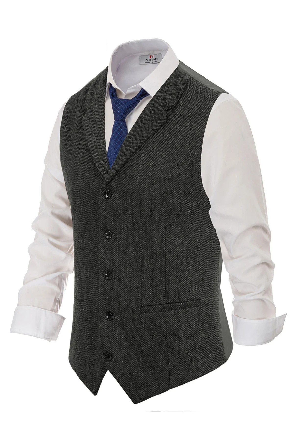 Mens Western Herringbone Suit Vest Tweed Wool Blend Slim Fit Waistcoats - Image 23