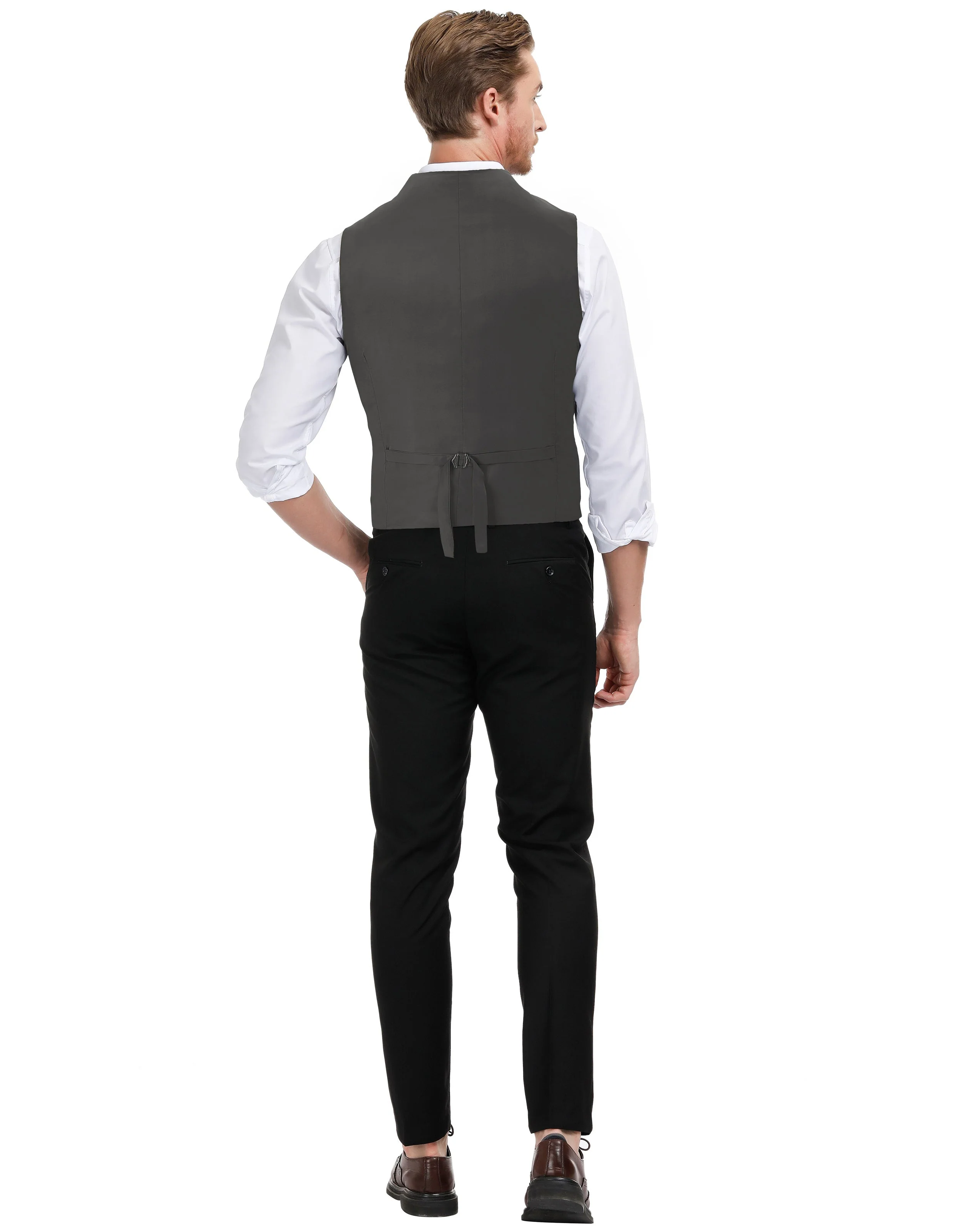Mens Western Herringbone Suit Vest Tweed Wool Blend Slim Fit Waistcoats - Image 28