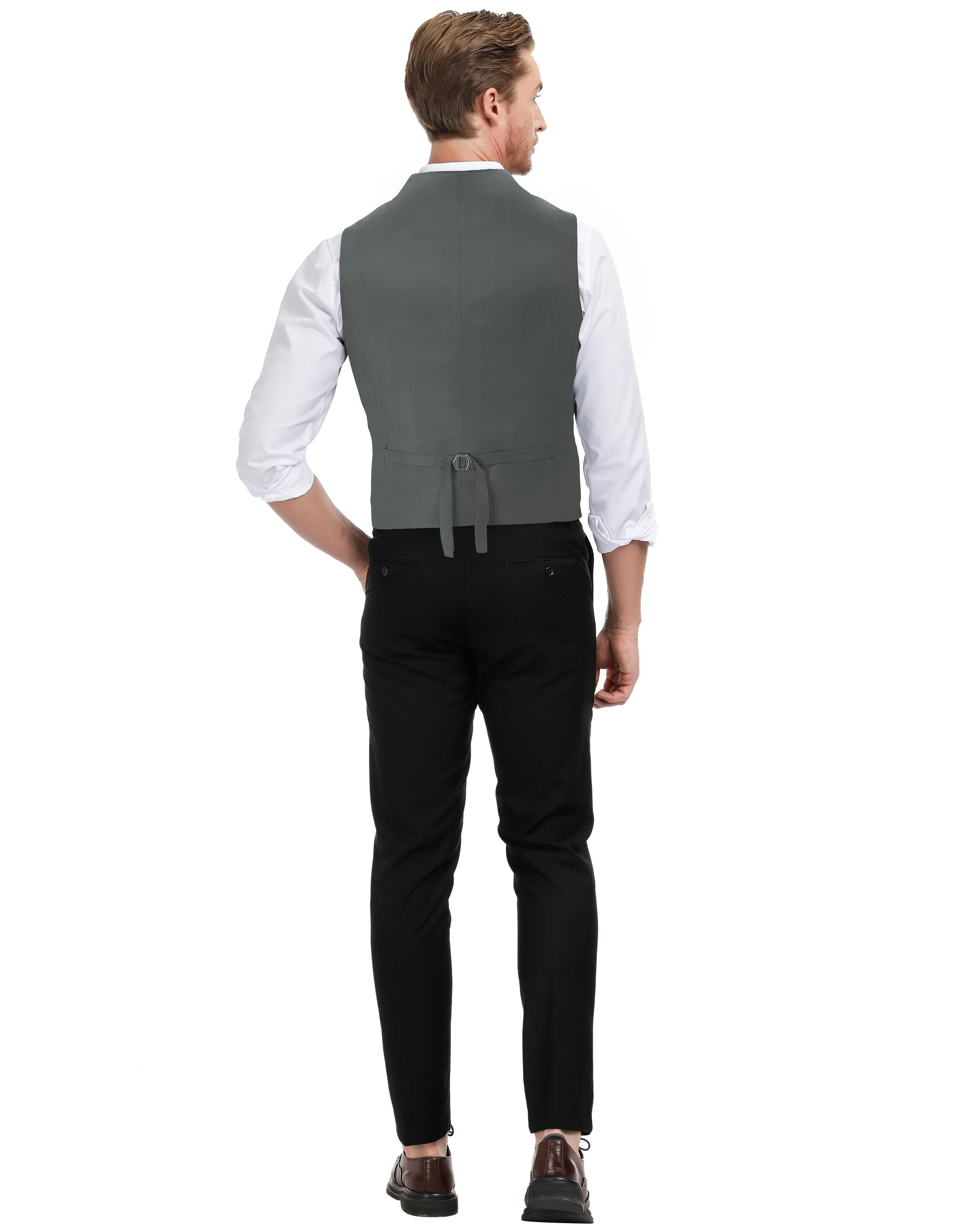 Mens Western Herringbone Suit Vest Tweed Wool Blend Slim Fit Waistcoats - Image 31