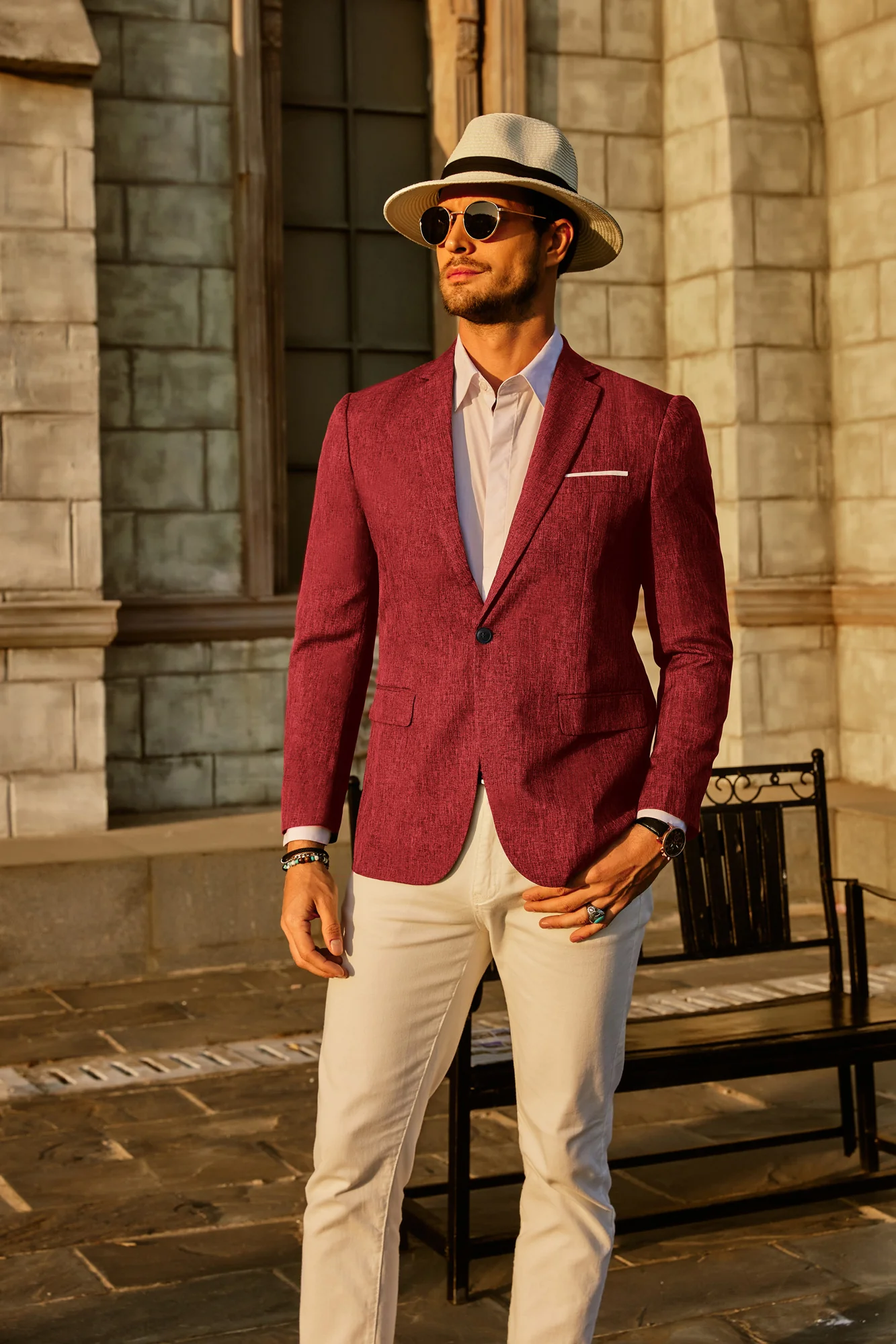 Men's Casual Lightweight Blazer Sport Coat One Button Business Suit Jacket - Image 19