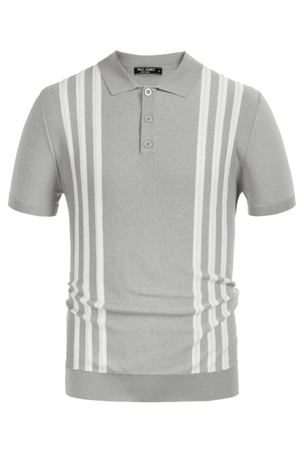 PJ Paul Jones Men's Vintage Stripe Knitted Polo Pullover Shirts Short Sleeve Golf Knit Mens Polo Shirt - Image 3