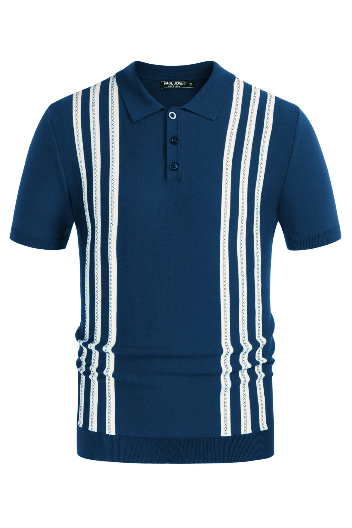 Men's Vintage Stripe Knitted Polo Shirts Short Sleeve Pullover Golf Knit Mens Polo Shirt - Image 28
