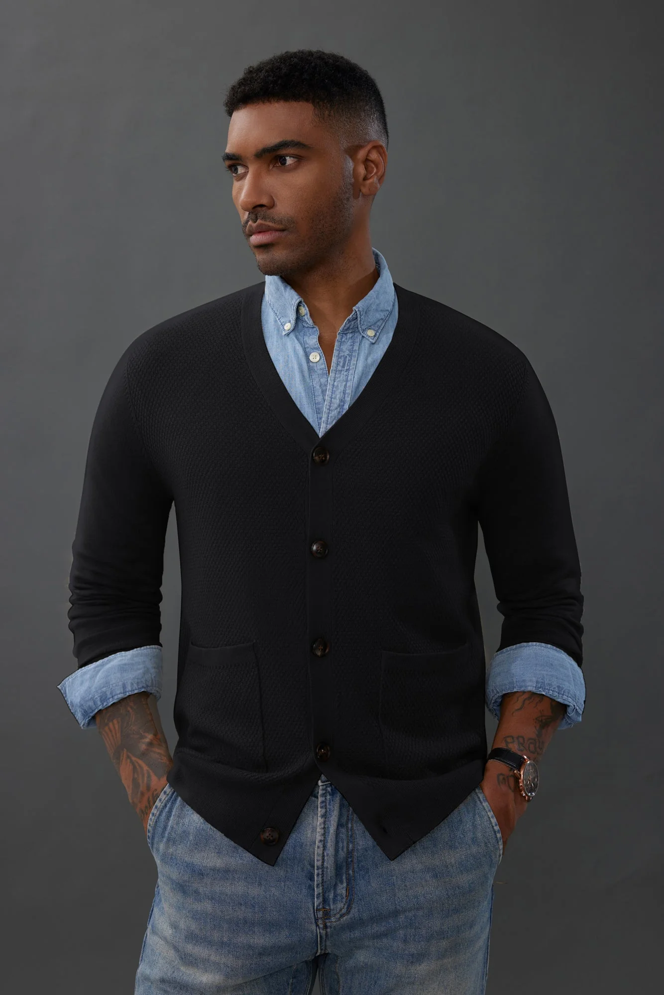 Paul Jones Men's Casual Cardigan Sweaters Long Sleeve V-Neck Cardigans Button-up Knitted Sweater - Image 5