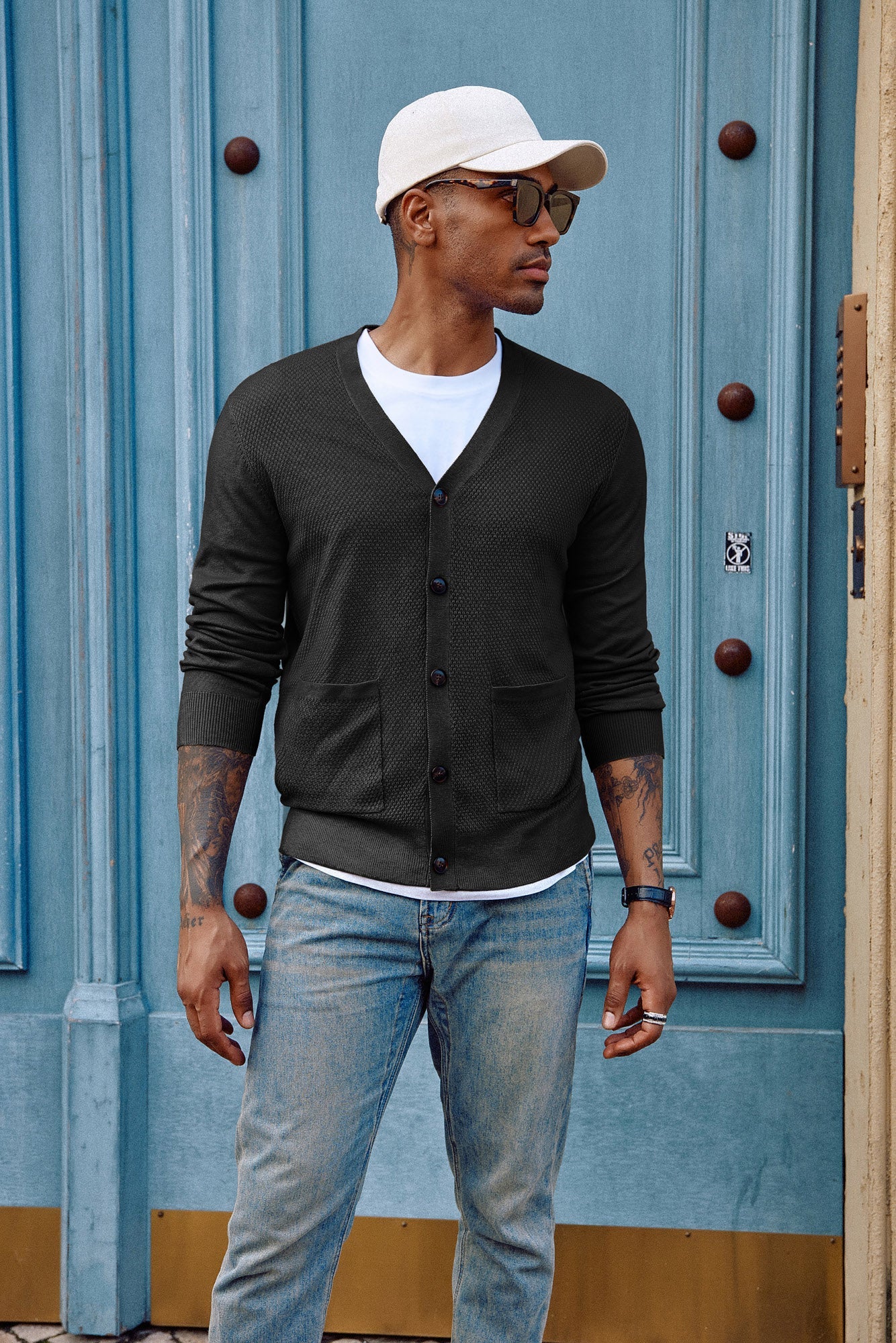 Paul Jones Men's Casual Cardigan Sweaters Long Sleeve V-Neck Cardigans Button-up Knitted Sweater - Image 7