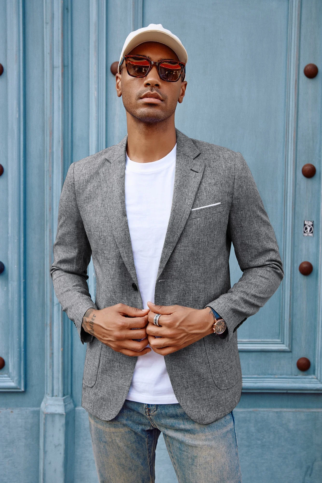 Paul Jones Mens Casual Sport Coat Blazer Two Buttons Lightweight Business Jackets - Image 12