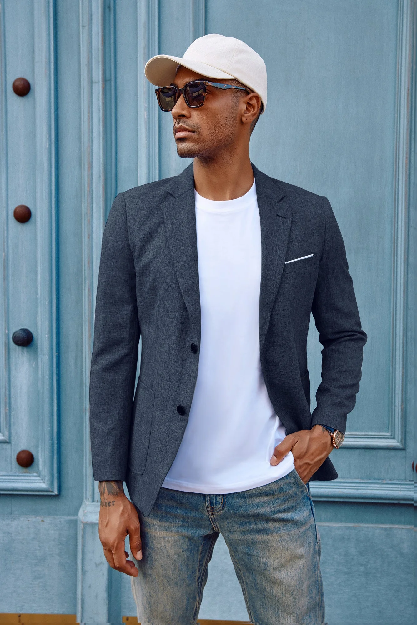 Paul Jones Mens Casual Sport Coat Blazer Two Buttons Lightweight Business Jackets - Image 17