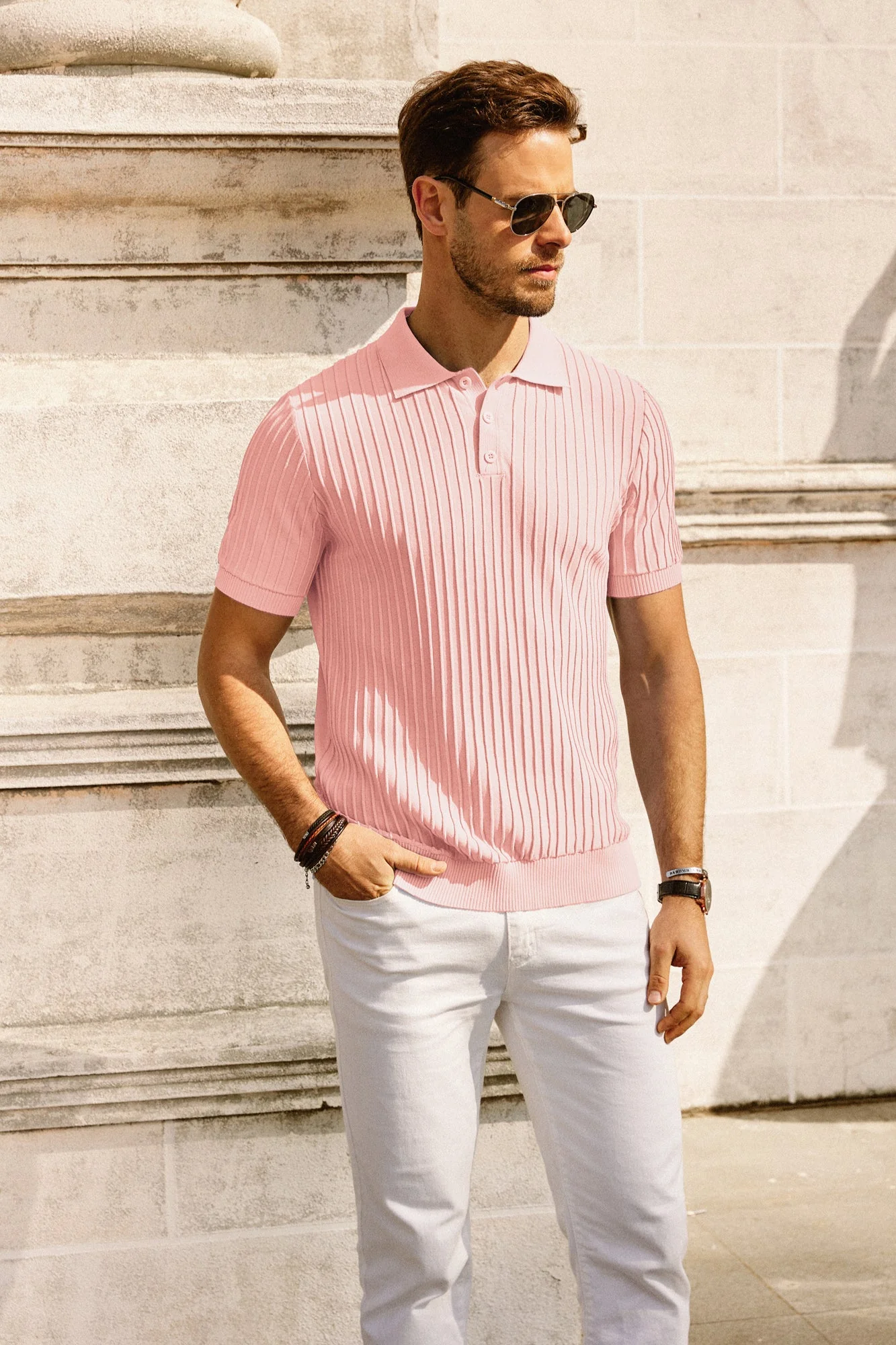 Paul Jones Mens Knit Polo Shirts Casual Short Sleeve Regular Fit Breathable Golf Pullover Shirts - Image 14