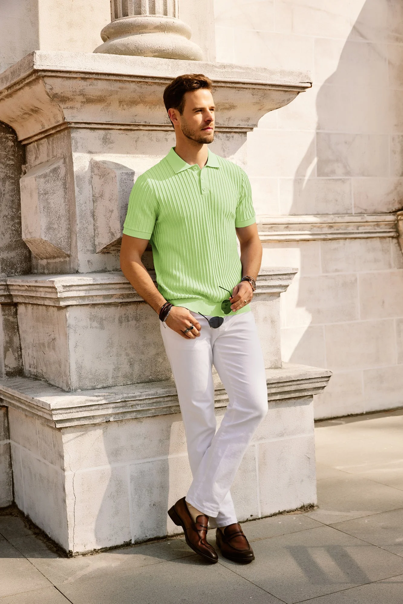 Paul Jones Mens Knit Polo Shirts Casual Short Sleeve Regular Fit Breathable Golf Pullover Shirts - Image 21