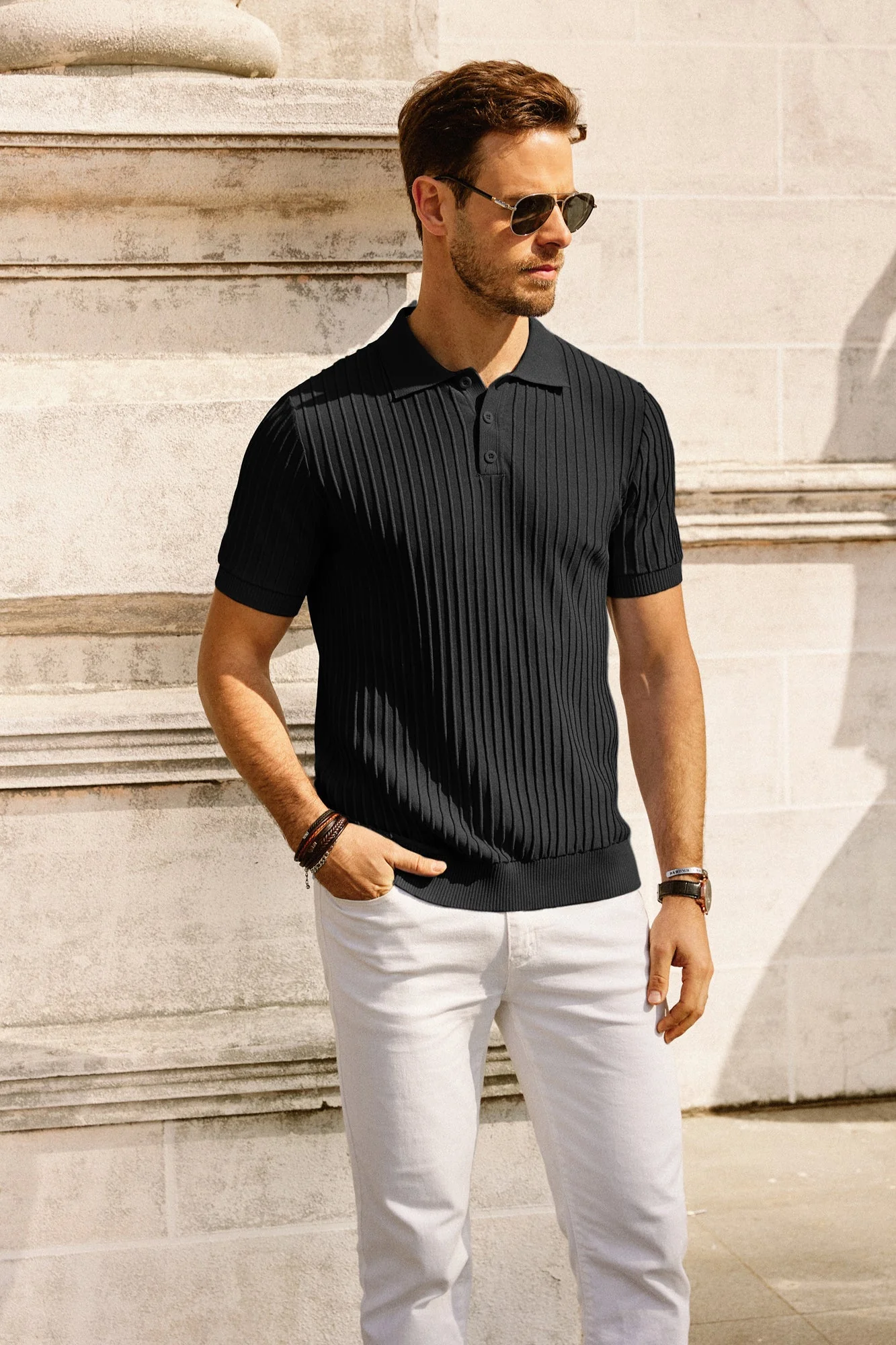 Paul Jones Mens Knit Polo Shirts Casual Short Sleeve Regular Fit Breathable Golf Pullover Shirts - Image 6