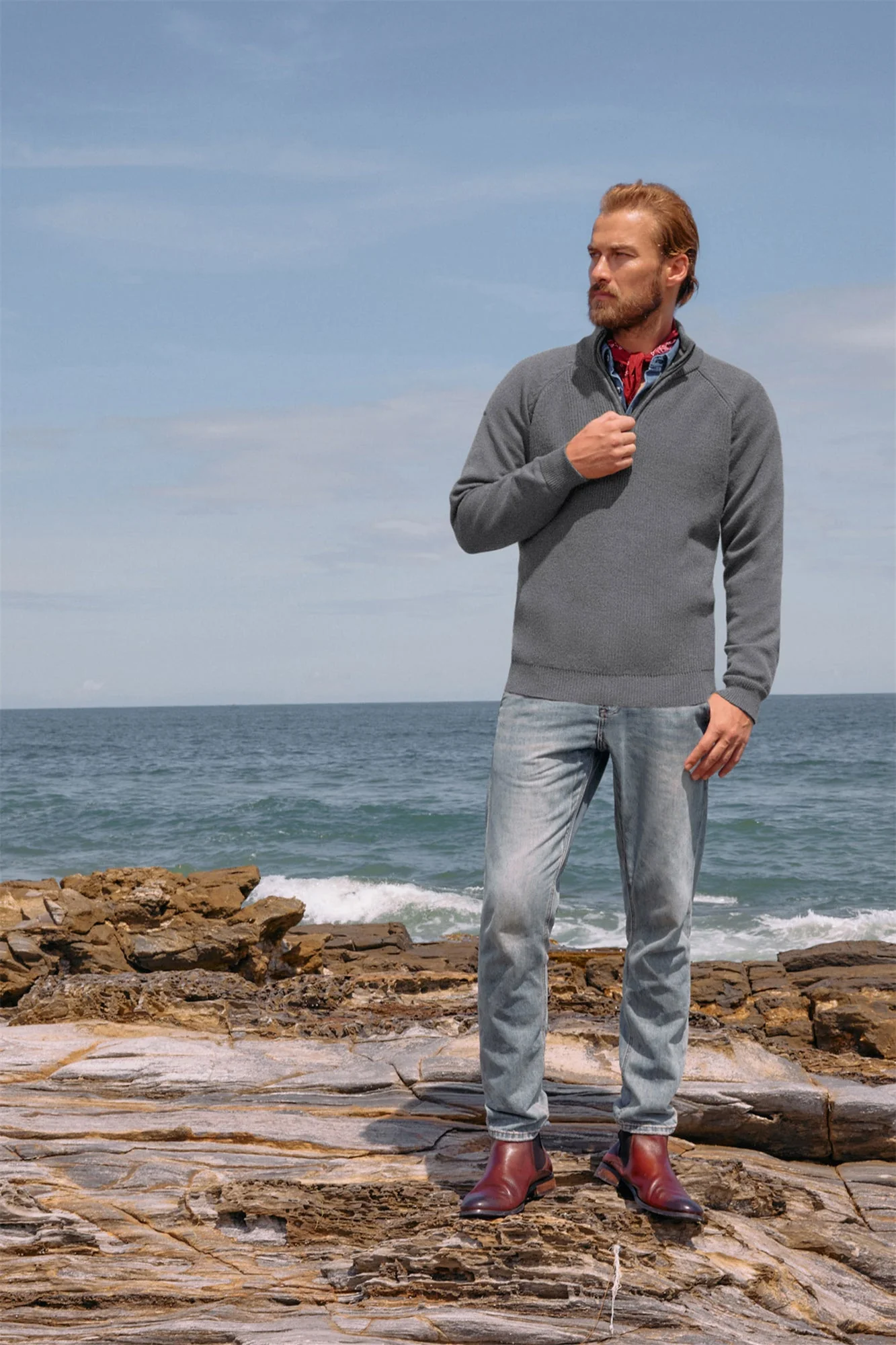 Paul Jones Men's Quarter Zip Sweater Casual Mock Neck Pullover Slim Fit Knit Polo Sweater - Image 18