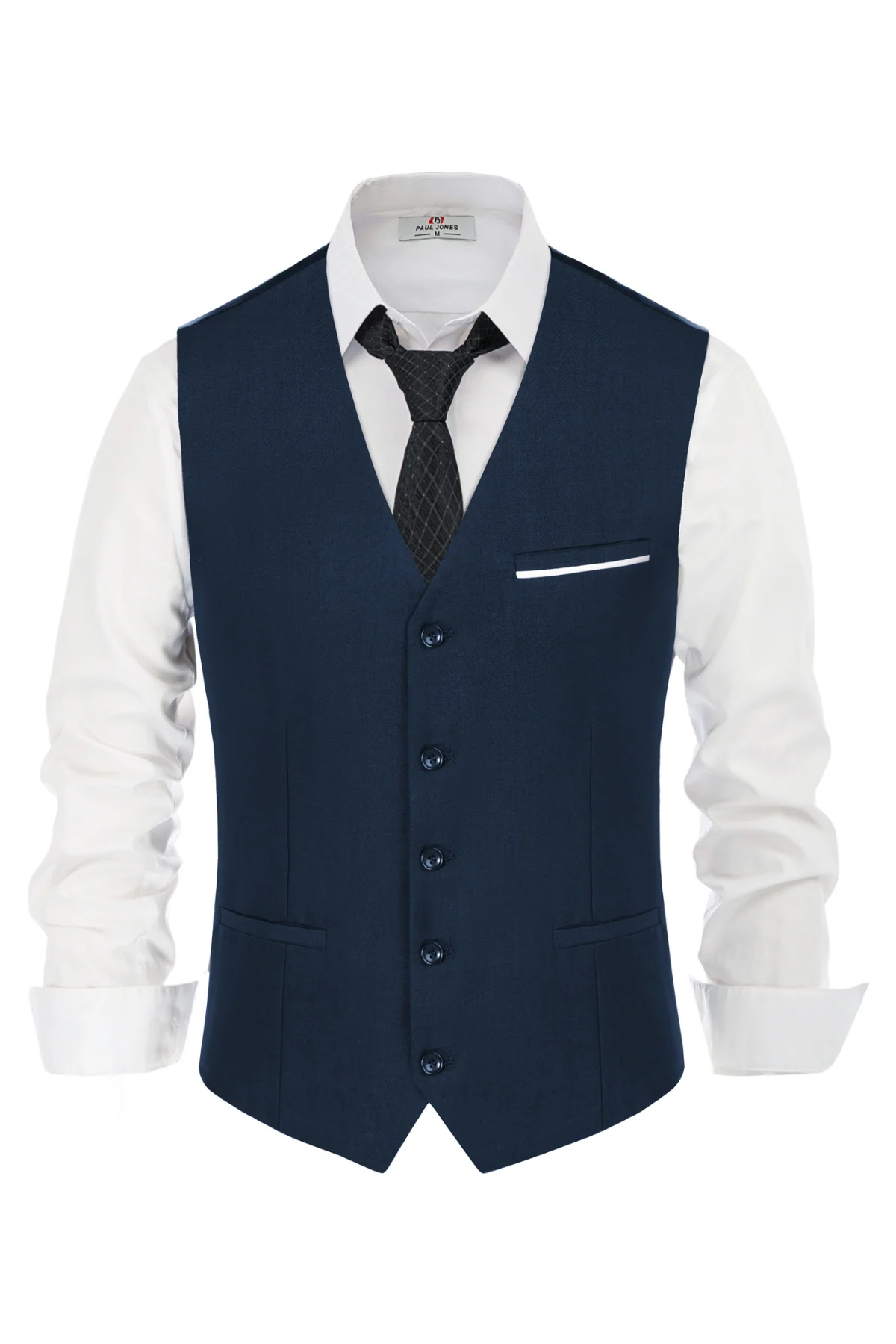 Paul Jones Mens Suit Vest Casual Business Waistcoat Regular Fit Formal Vest - Image 21