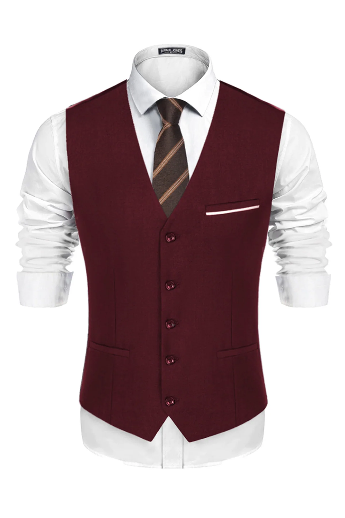 Paul Jones Mens Suit Vest Casual Business Waistcoat Regular Fit Formal Vest - Image 27