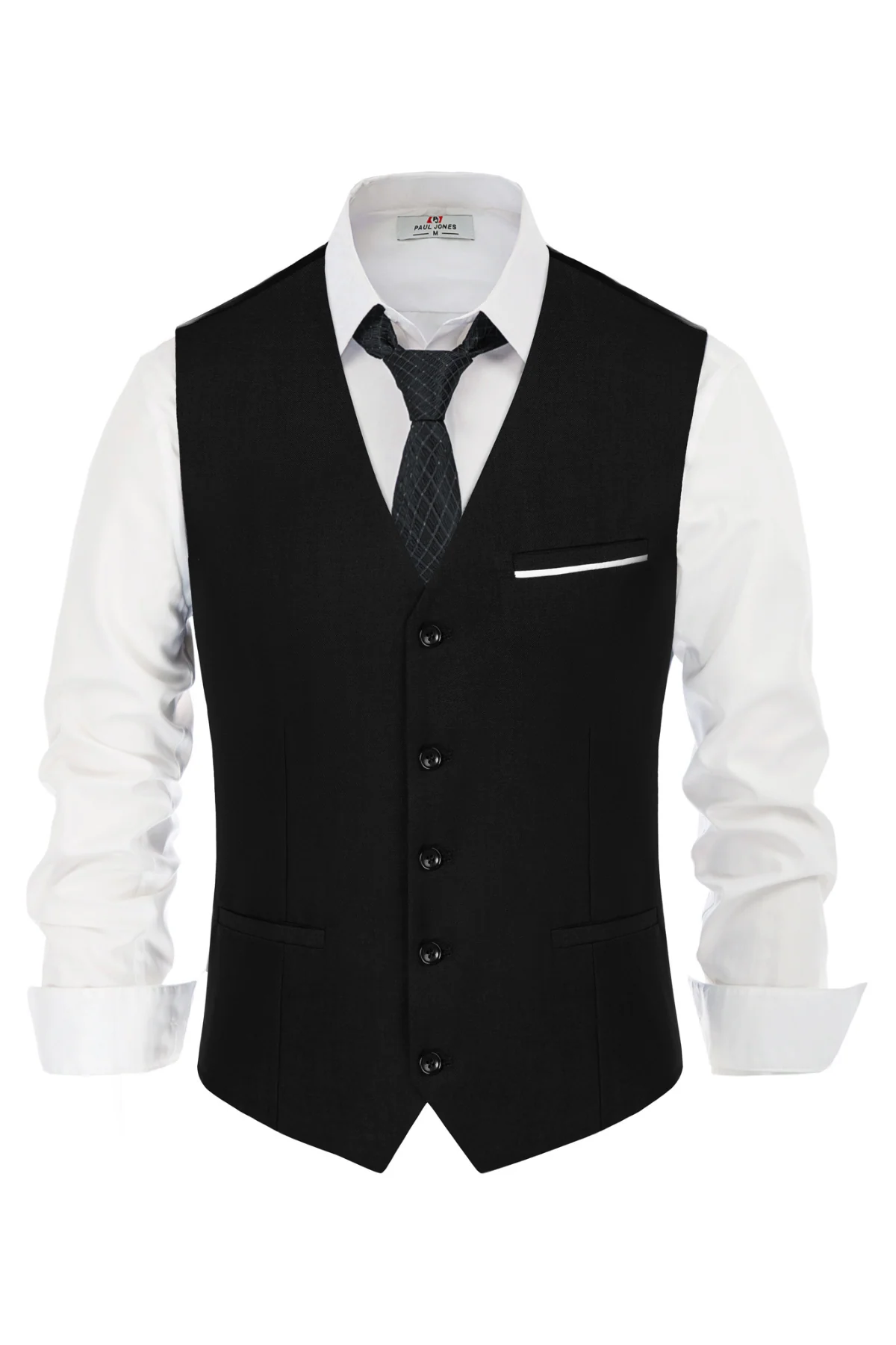 Paul Jones Mens Suit Vest Casual Business Waistcoat Regular Fit Formal Vest - Image 3