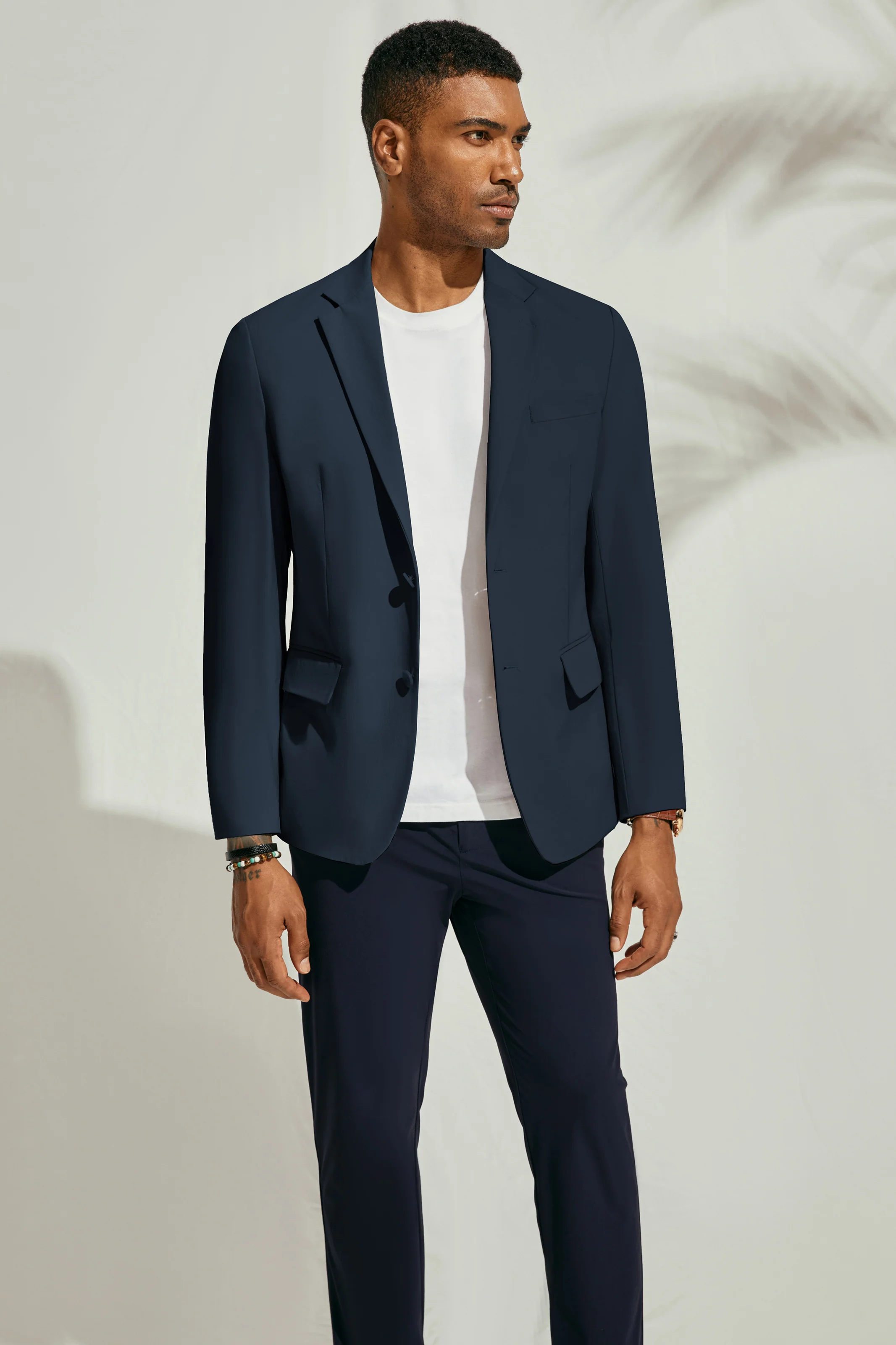 PJ Men Anti-crease Blazer Coat Casual Two-Button Notch Lapel Thin Suit Coat - Image 9