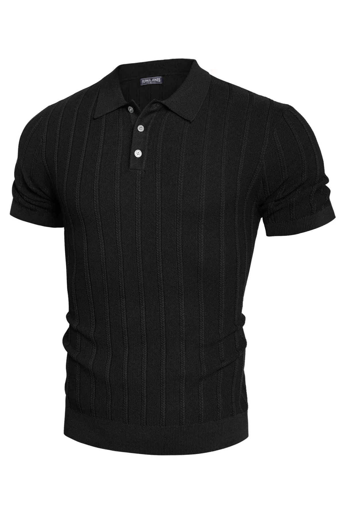 PJ Men Straight Knitted Polo-Shirt Short Sleeve Lapel Collar Button-up Neck Tops - Image 3