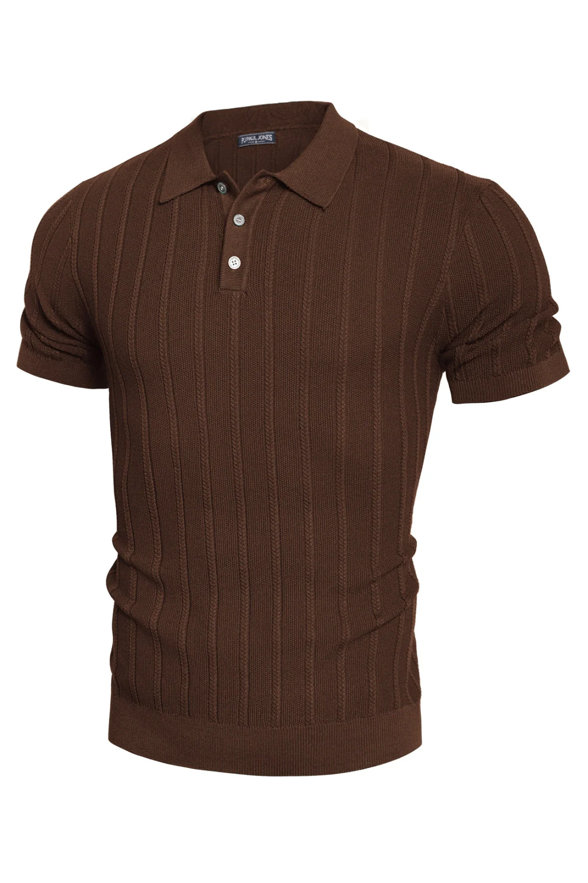 PJ Men Straight Knitted Polo-Shirt Short Sleeve Lapel Collar Button-up Neck Tops - Image 7