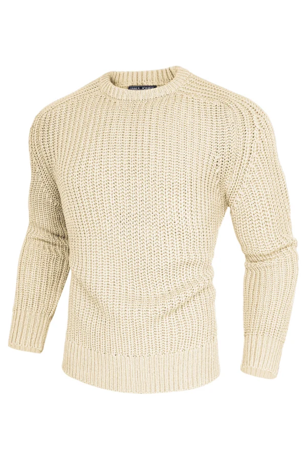 PJ Men Textured Sweater Long Sleeve Crew Neck Dropped Shoulder Pullover - Image 56