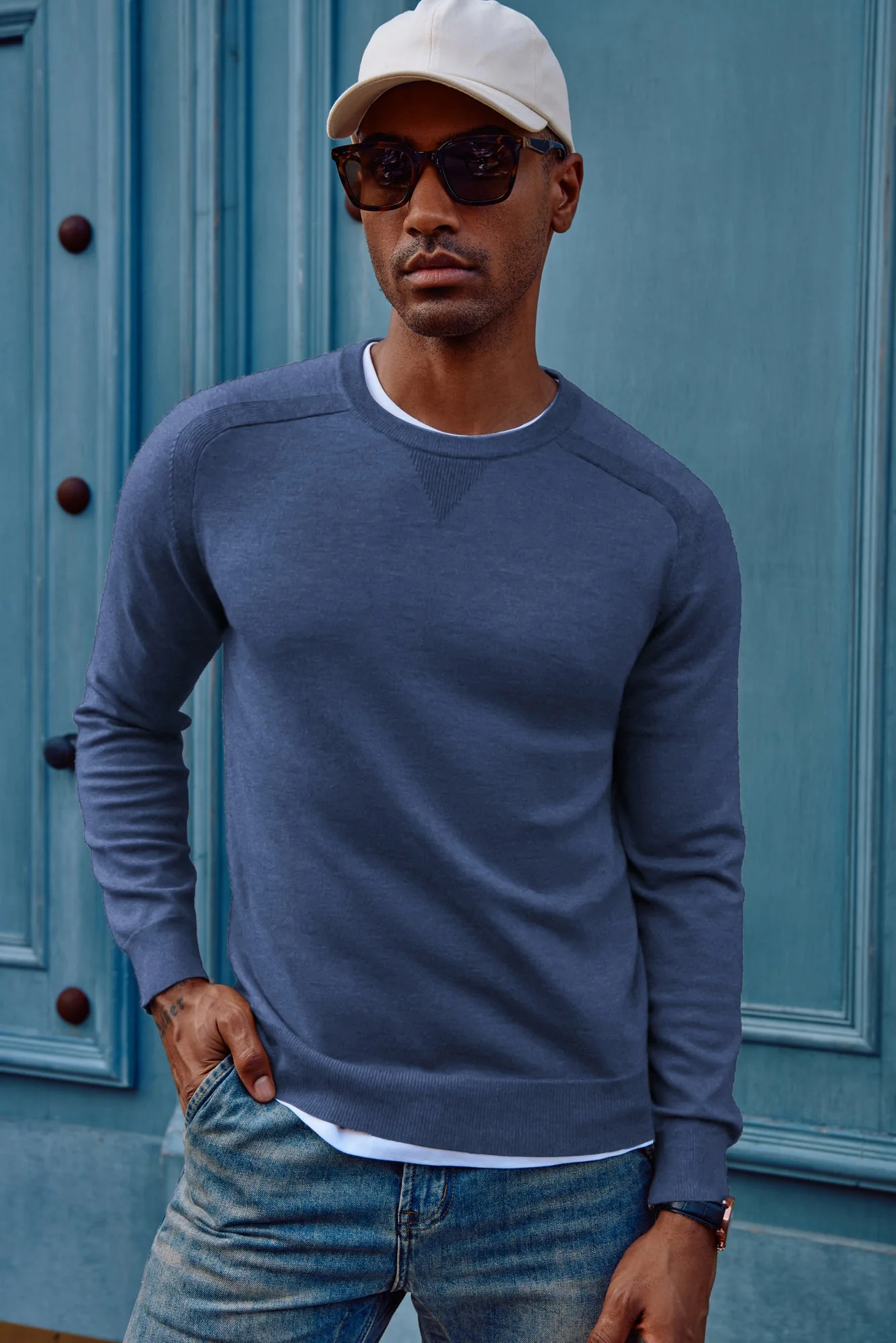 PJ Men's Crewveck Sweaters Casual Crew Neck Sweatshirt Wool Blend Knit Pullovers - Image 12