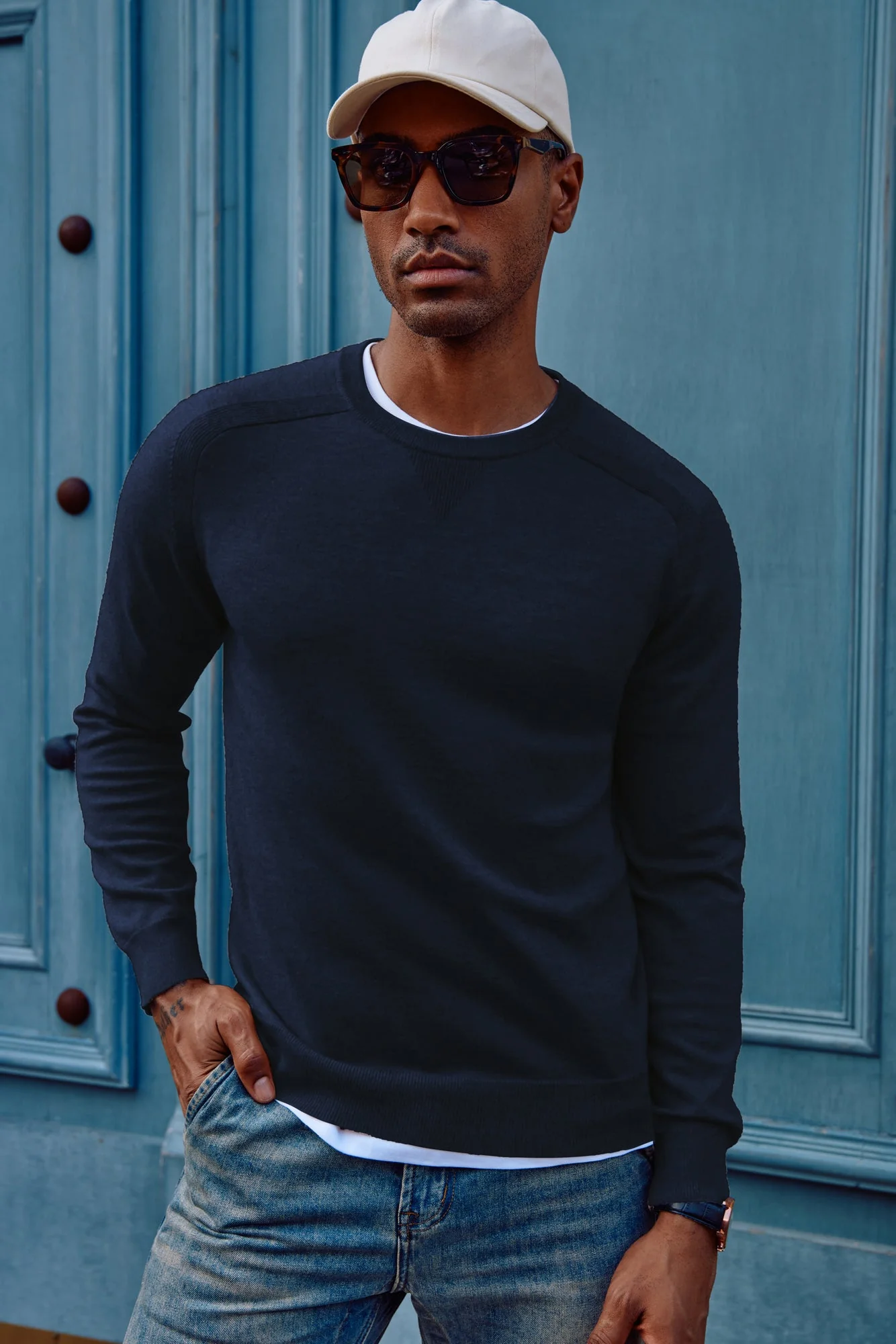 PJ Men's Crewveck Sweaters Casual Crew Neck Sweatshirt Wool Blend Knit Pullovers - Image 15