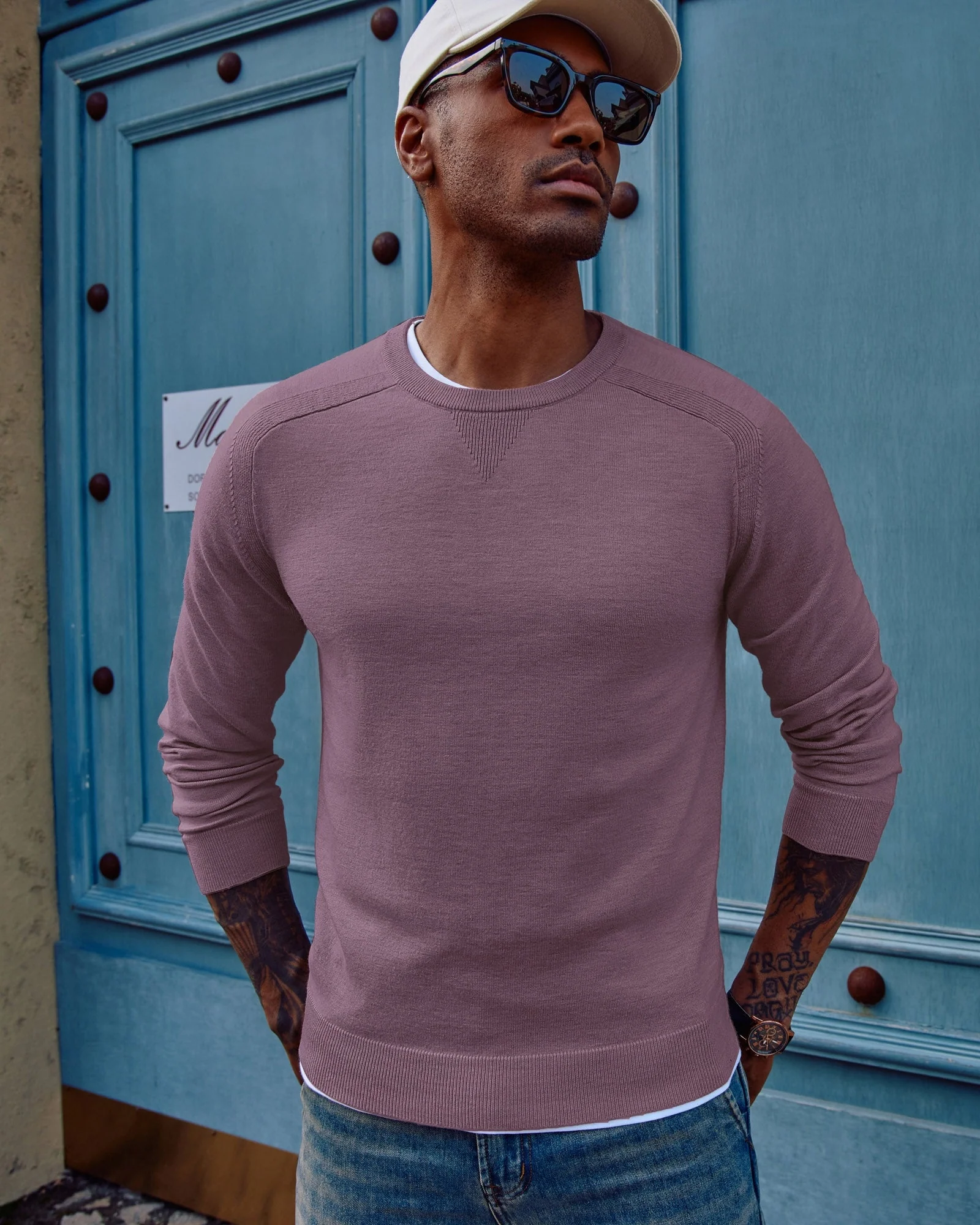 PJ Men's Crewveck Sweaters Casual Crew Neck Sweatshirt Wool Blend Knit Pullovers - Image 25
