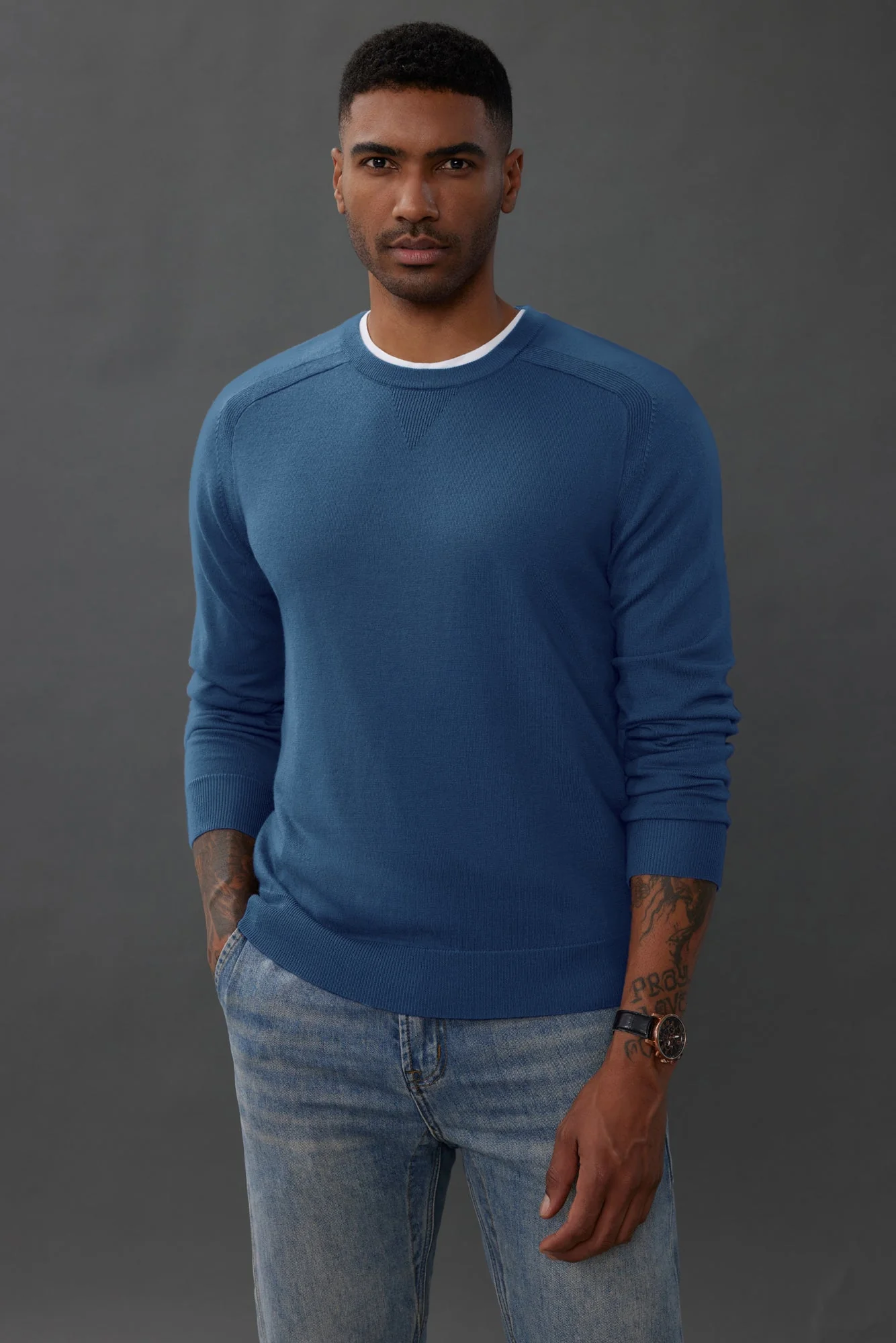 PJ Men's Crewveck Sweaters Casual Crew Neck Sweatshirt Wool Blend Knit Pullovers - Image 37
