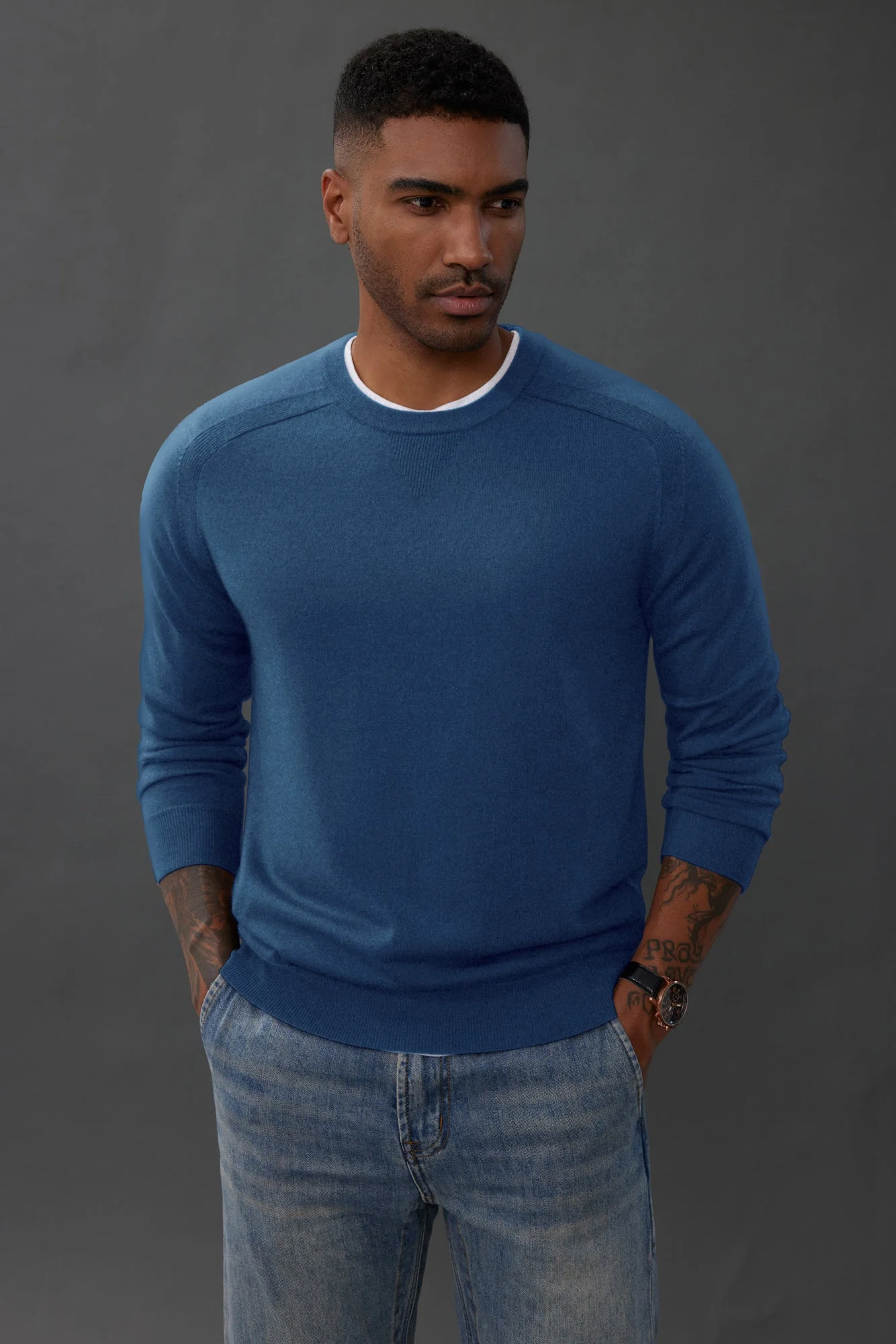 PJ Men's Crewveck Sweaters Casual Crew Neck Sweatshirt Wool Blend Knit Pullovers - Image 38