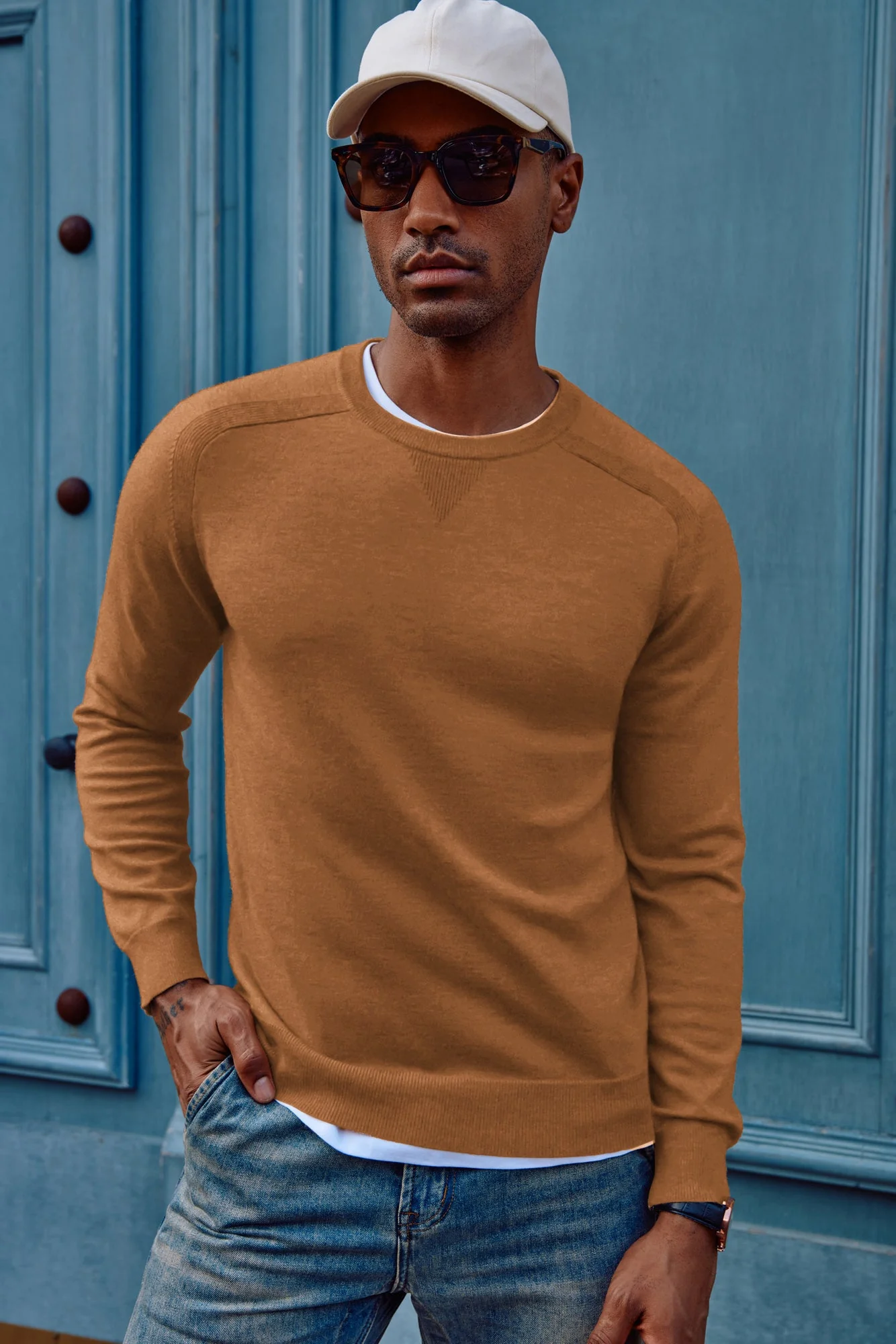 PJ Men's Crewveck Sweaters Casual Crew Neck Sweatshirt Wool Blend Knit Pullovers - Image 43