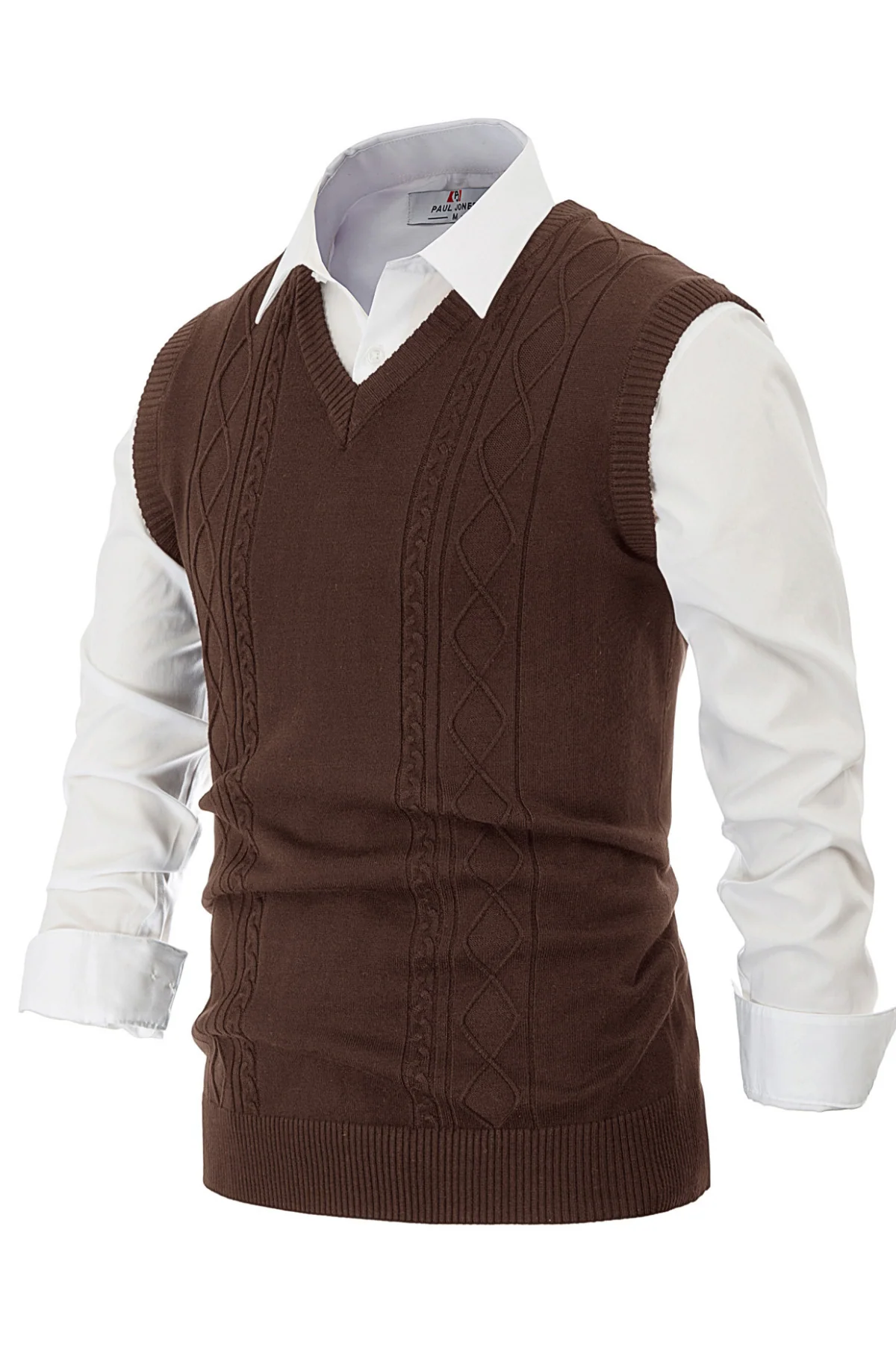 Men's V Neck Sweater Vest Cable Knitted Pullover Sweaters Vest - Image 20