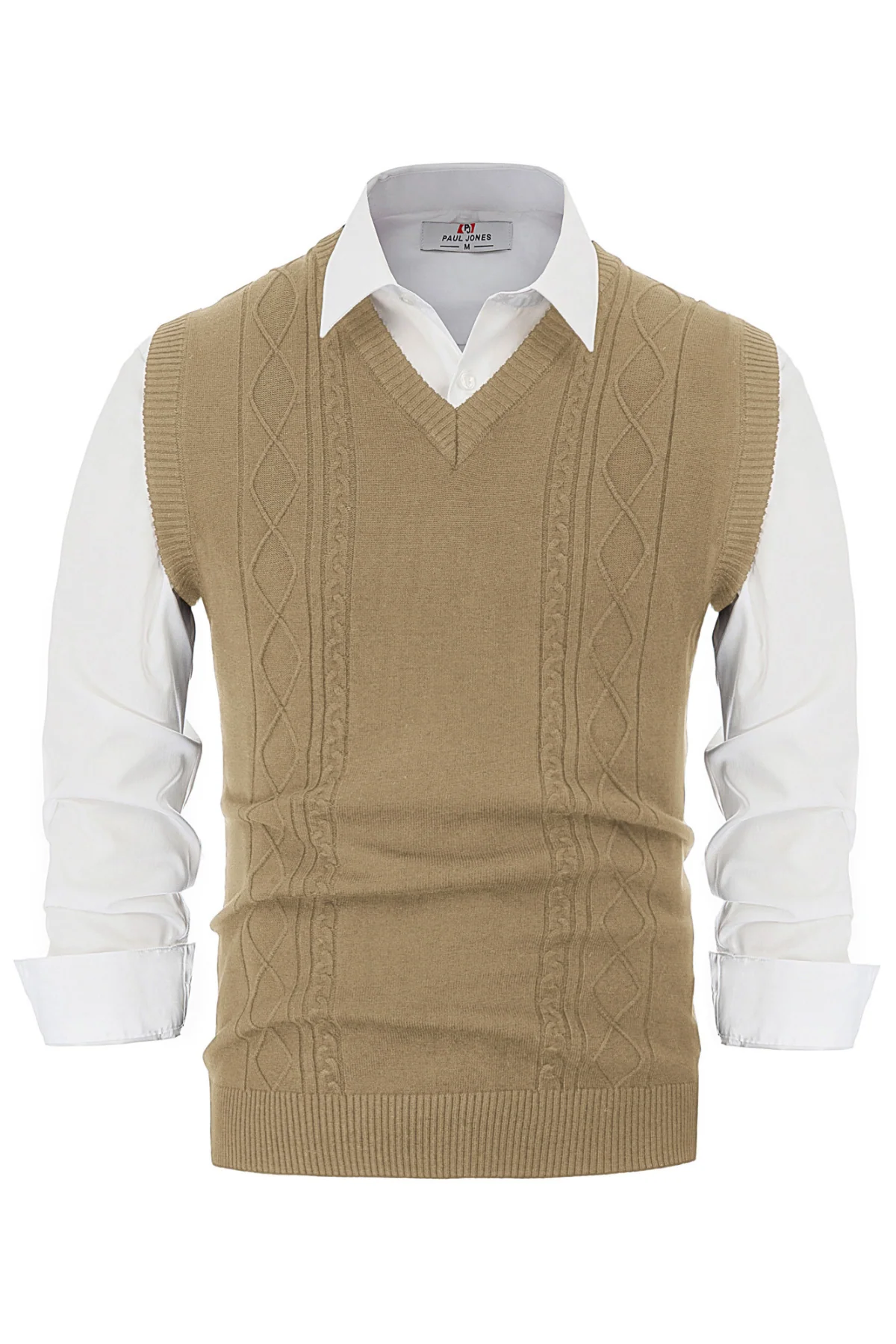 Men's V Neck Sweater Vest Cable Knitted Pullover Sweaters Vest - Image 27