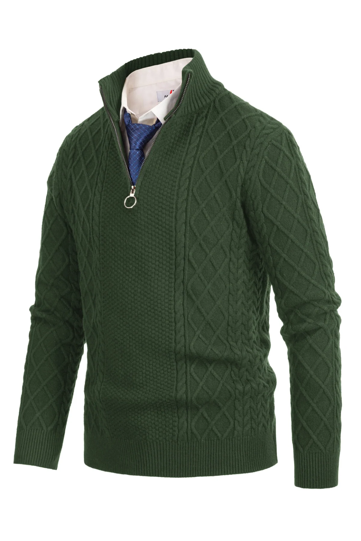 Men's Casual Quarter-Zip Sweaters Cable Knit Thermal Pullover - Image 27